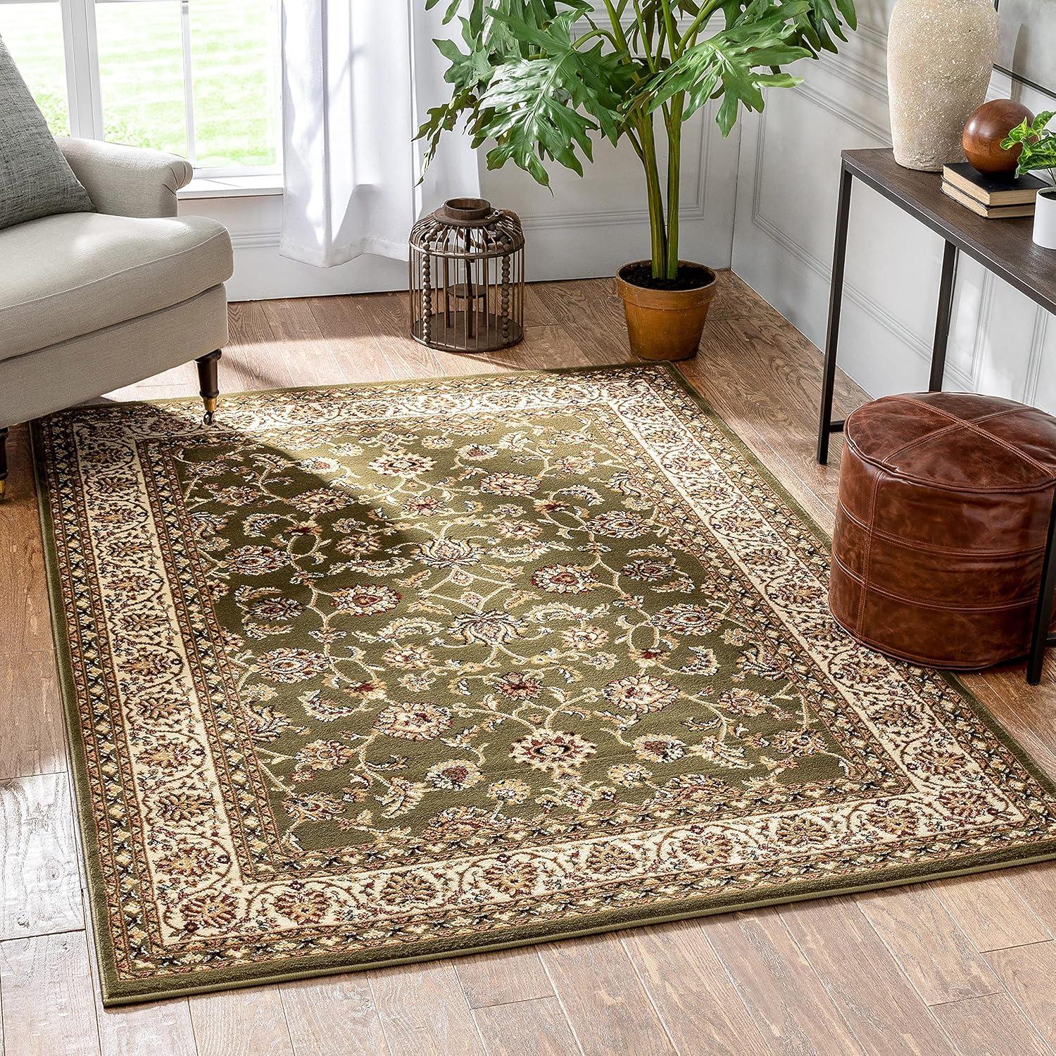 Well Woven Barclay Sarouk Traditional Oriental Panel Green 6'7" x 9'6" Area Rug