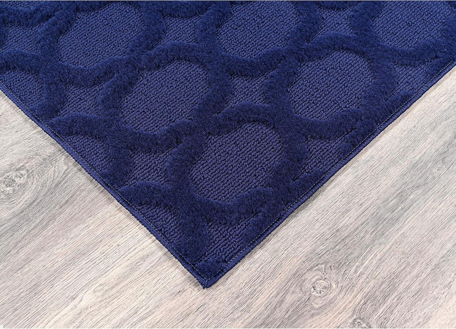 Elegant Navy Trellis 6' Square Handmade Indoor/Outdoor Rug