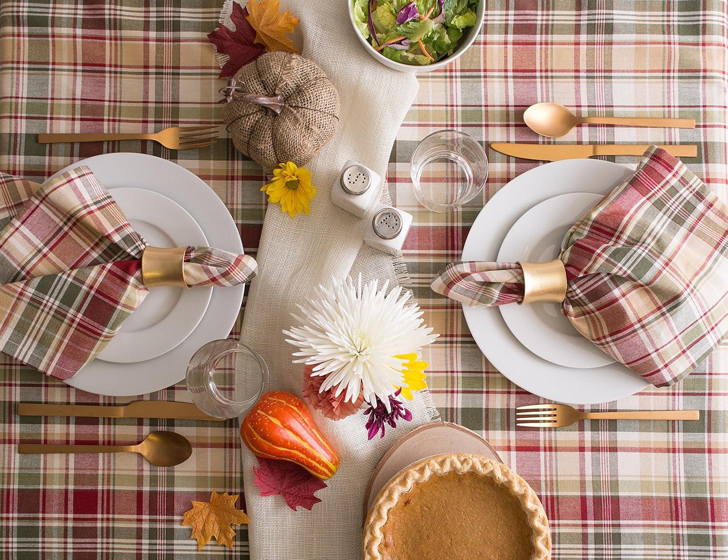 Round Textured Fabric Thanksgiving Tablecloth, 70"