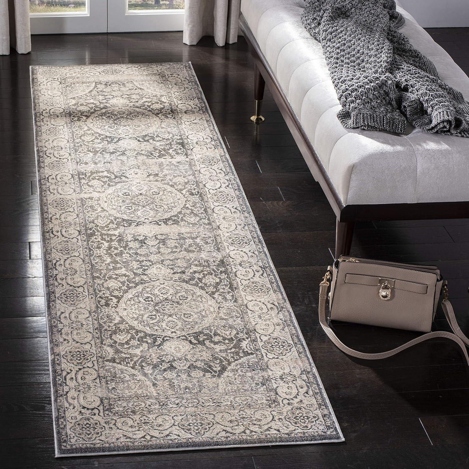Vintage Persian VTP457 Power Loomed Indoor Runner Rug - Dark Grey/Ivory - 2'2"x8' - Safavieh