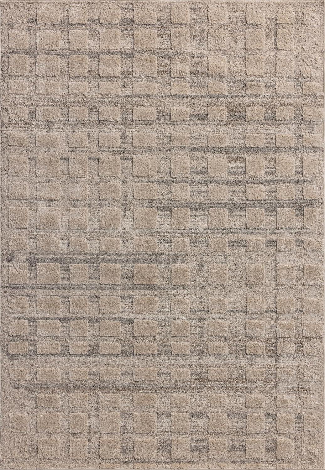 Amber Lewis Pebble Beige Geometric Polyester Area Rug