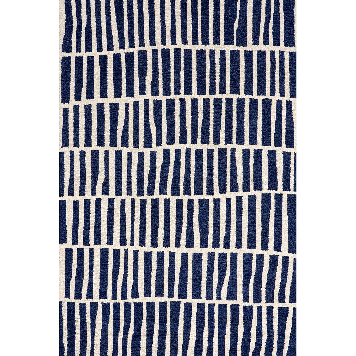 Nuloom Lemuel Geometric 8x10 Wool Indoor Area Rug for Living Room Bedroom Dining Room Kitchen, Navy/Ivory