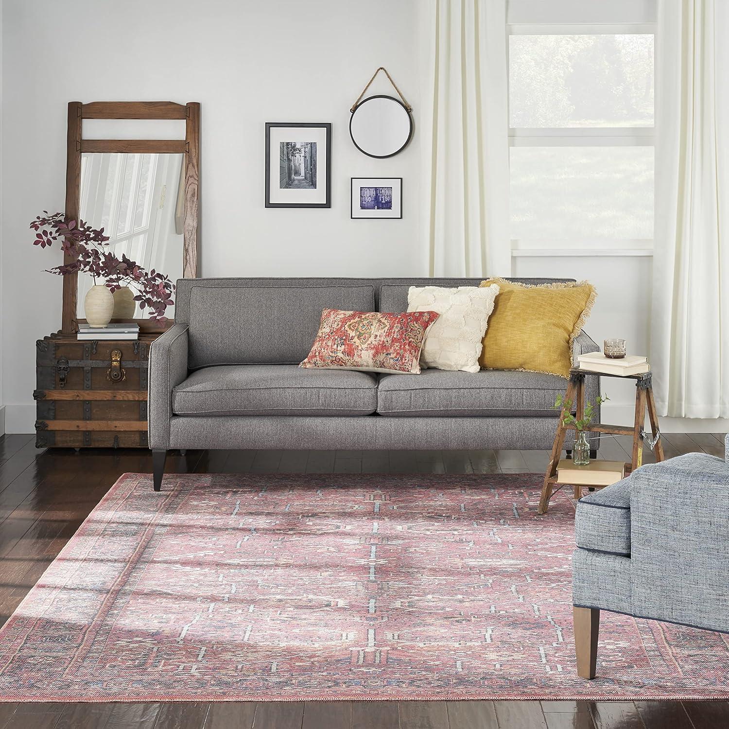 Bungalow Rose Machine Washable Oriental Red Area Rug