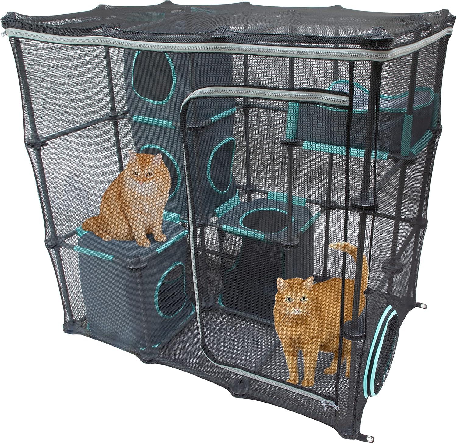 Kitty City, Cat Furniture, Durable Mesh Outdoor Cat Mega Kit, Black, O/S