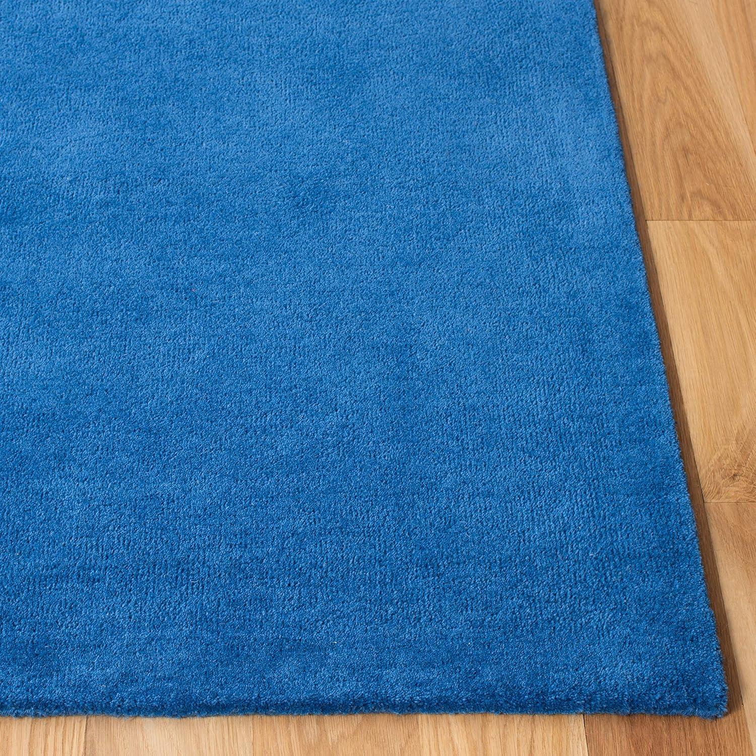 Handmade Mid-Century Modern Abstract Blue Wool Runner Rug - 2'3" x 10'