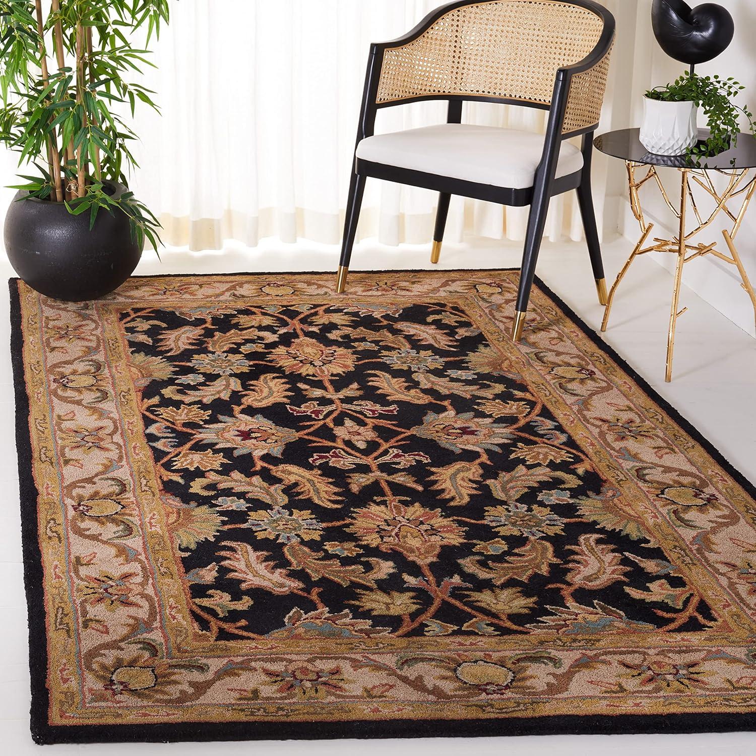 SAFAVIEH Heritage Valery Traditional Wool Area Rug, Black/Beige, 11' x 16'