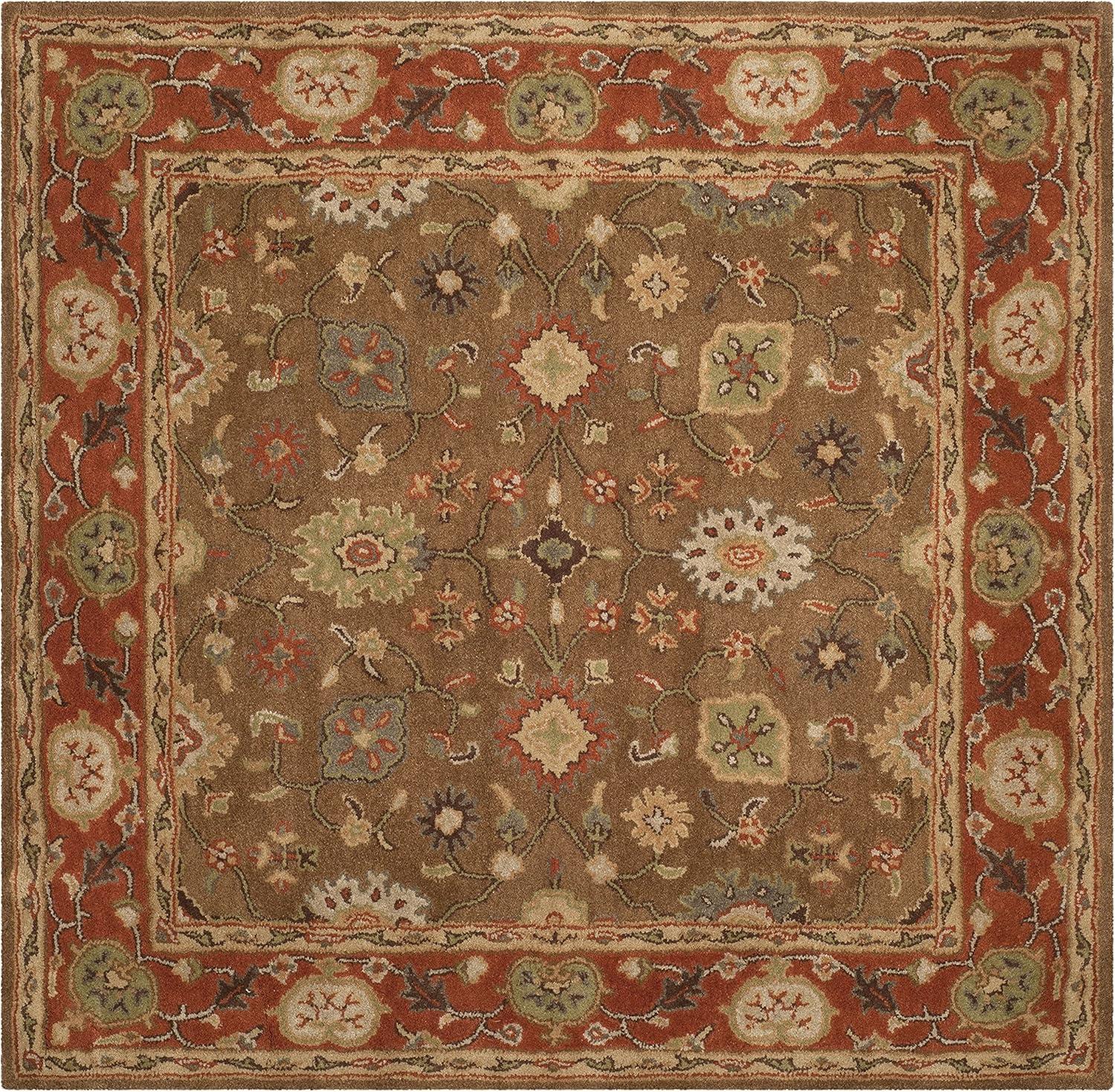 Heritage HG952 Hand Tufted Area Rug - Moss/Rust - 4'x4' - Safavieh.