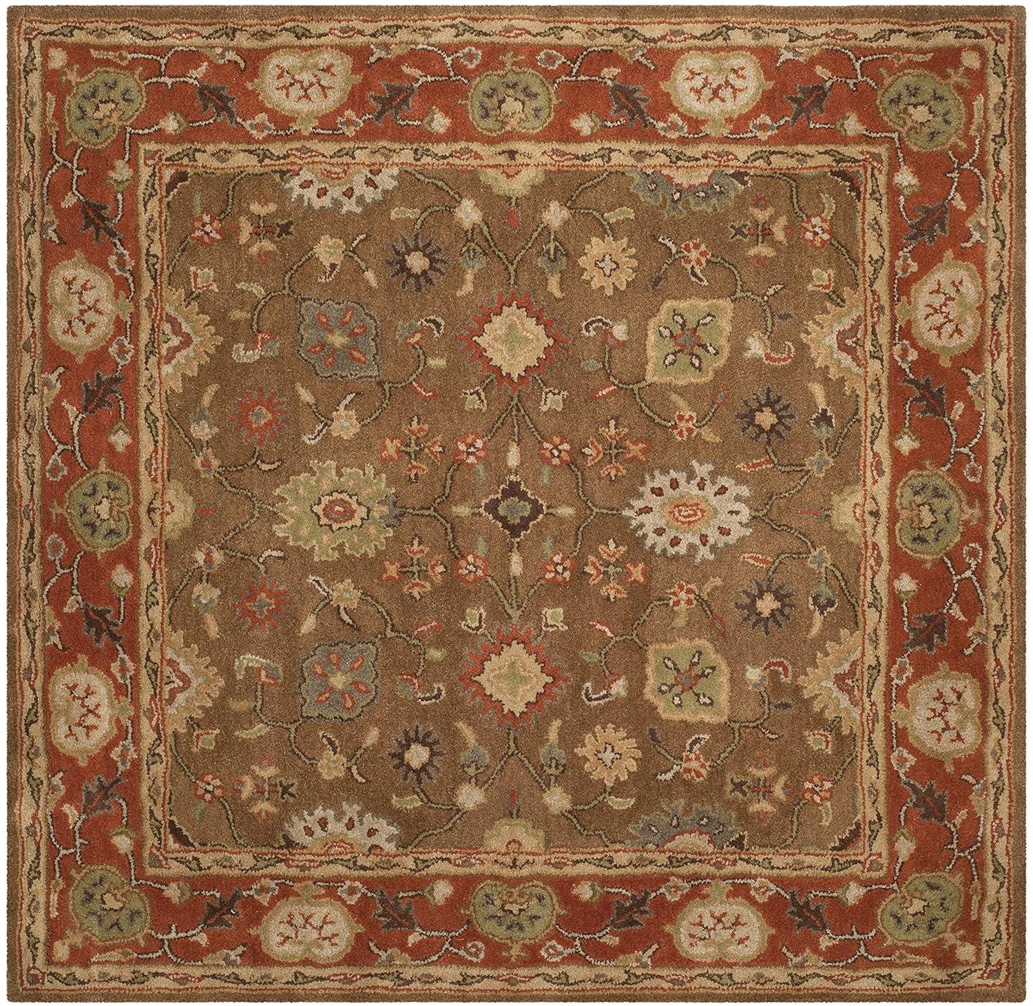 Heritage HG952 Hand Tufted Area Rug - Moss/Rust - 4'x4' - Safavieh.