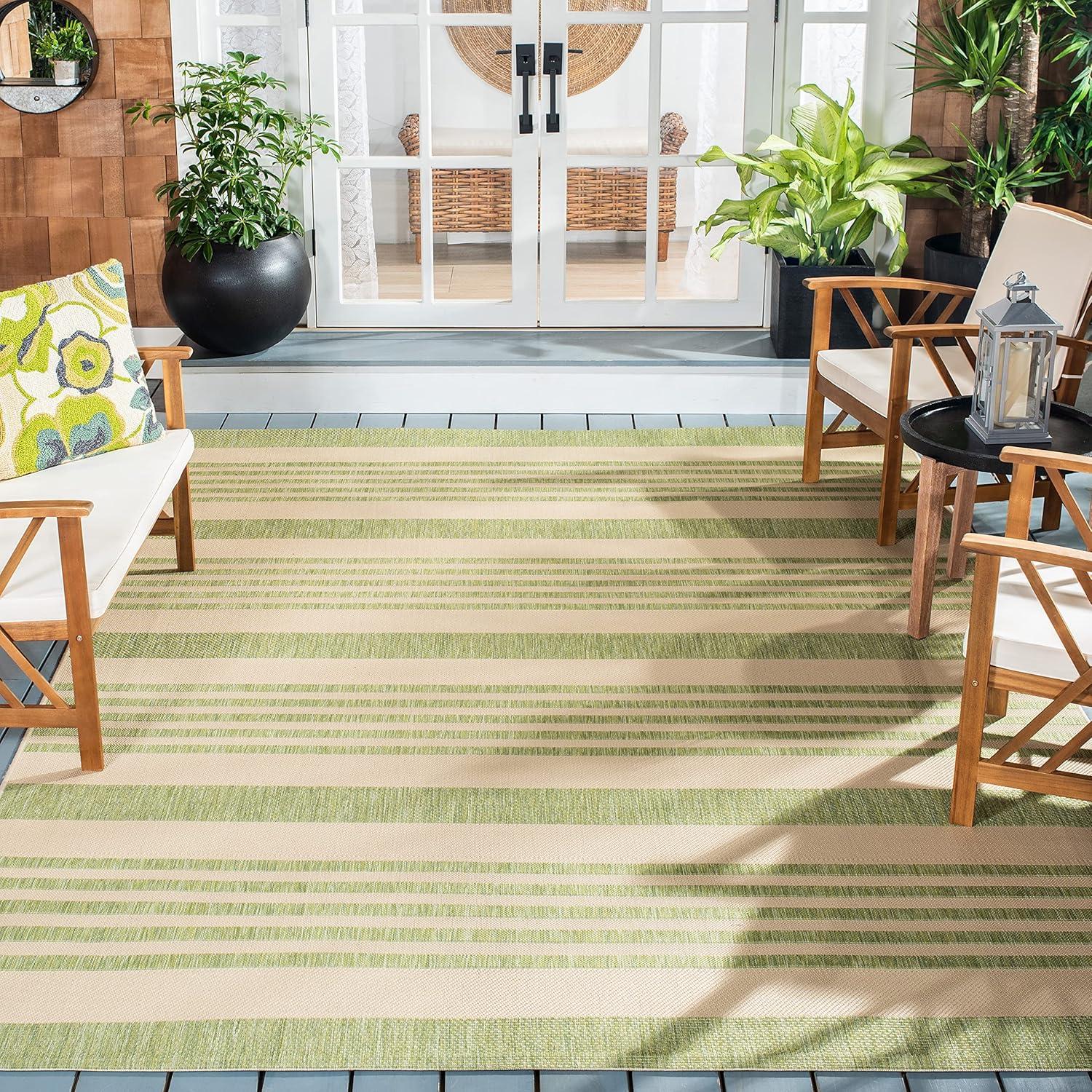 Courtyard CY6062 Power Loomed Indoor/Outdoor Area Rug - Beige/Sweet Pea - 6'7"x9'6" - Safavieh.