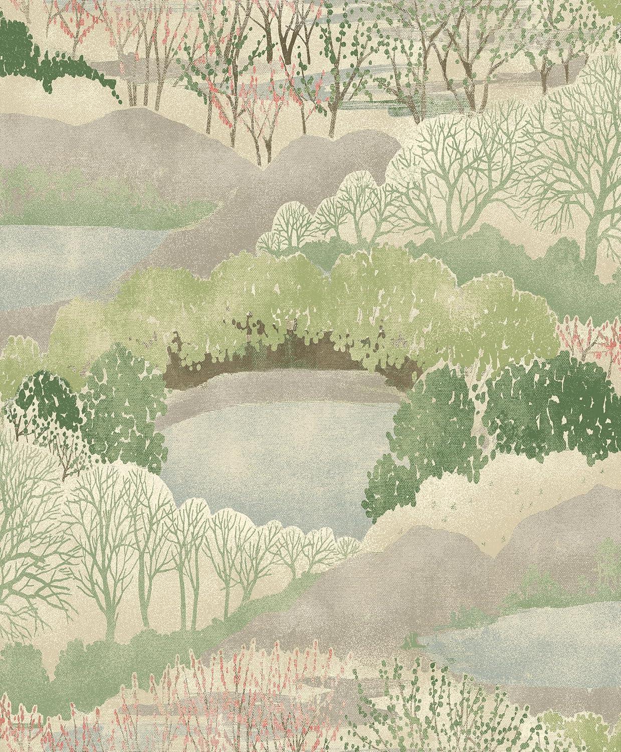 Linen Botanical Peel and Stick Wallpaper, 20.5" x 216"