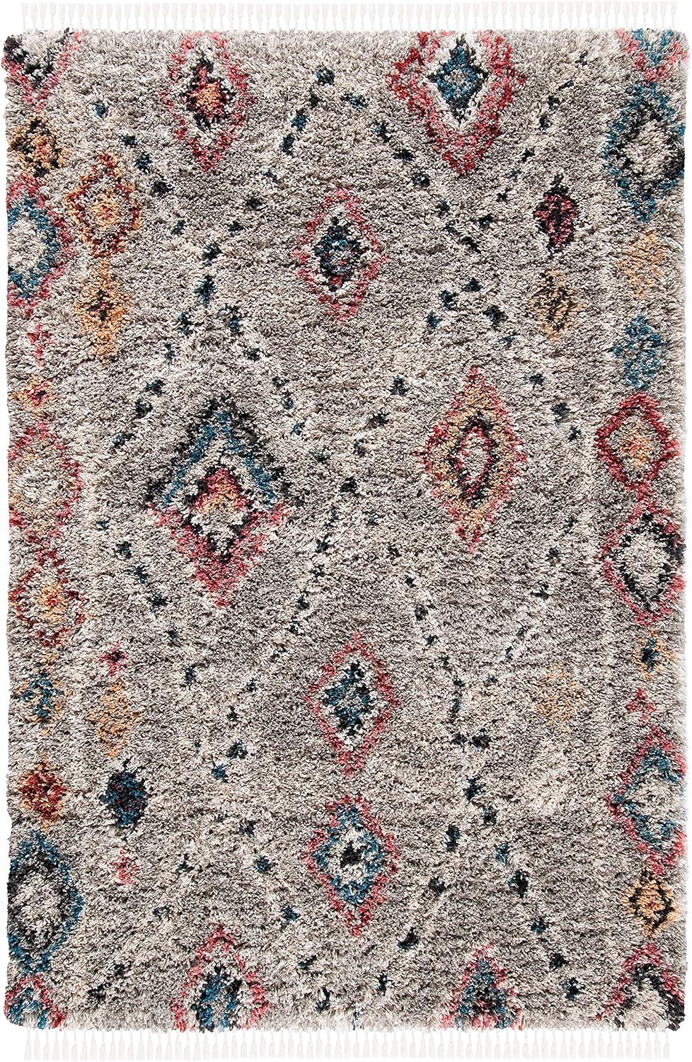 SAFAVIEH Morocco Leo Geometric Area Rug, Grey/Multi, 5'3" x 7'6"