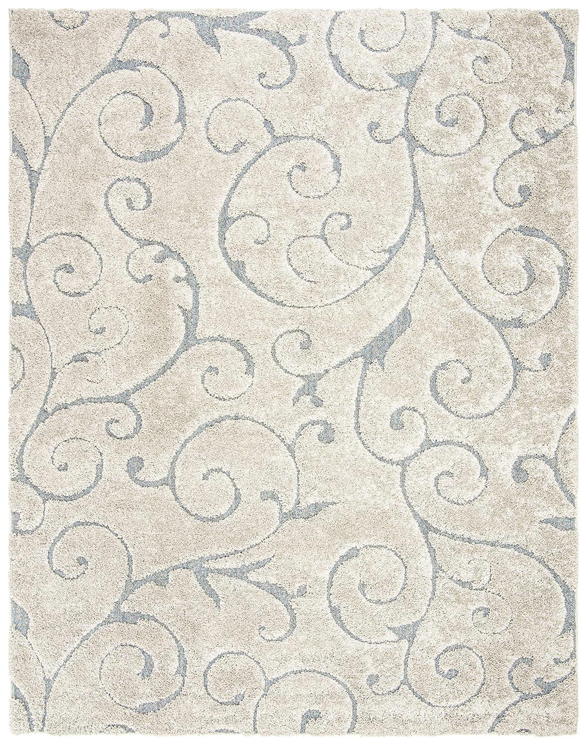 Florida Shag SG455 Power Loomed Area Rug - Beige/Blue Grey - 6'x9' - Safavieh.