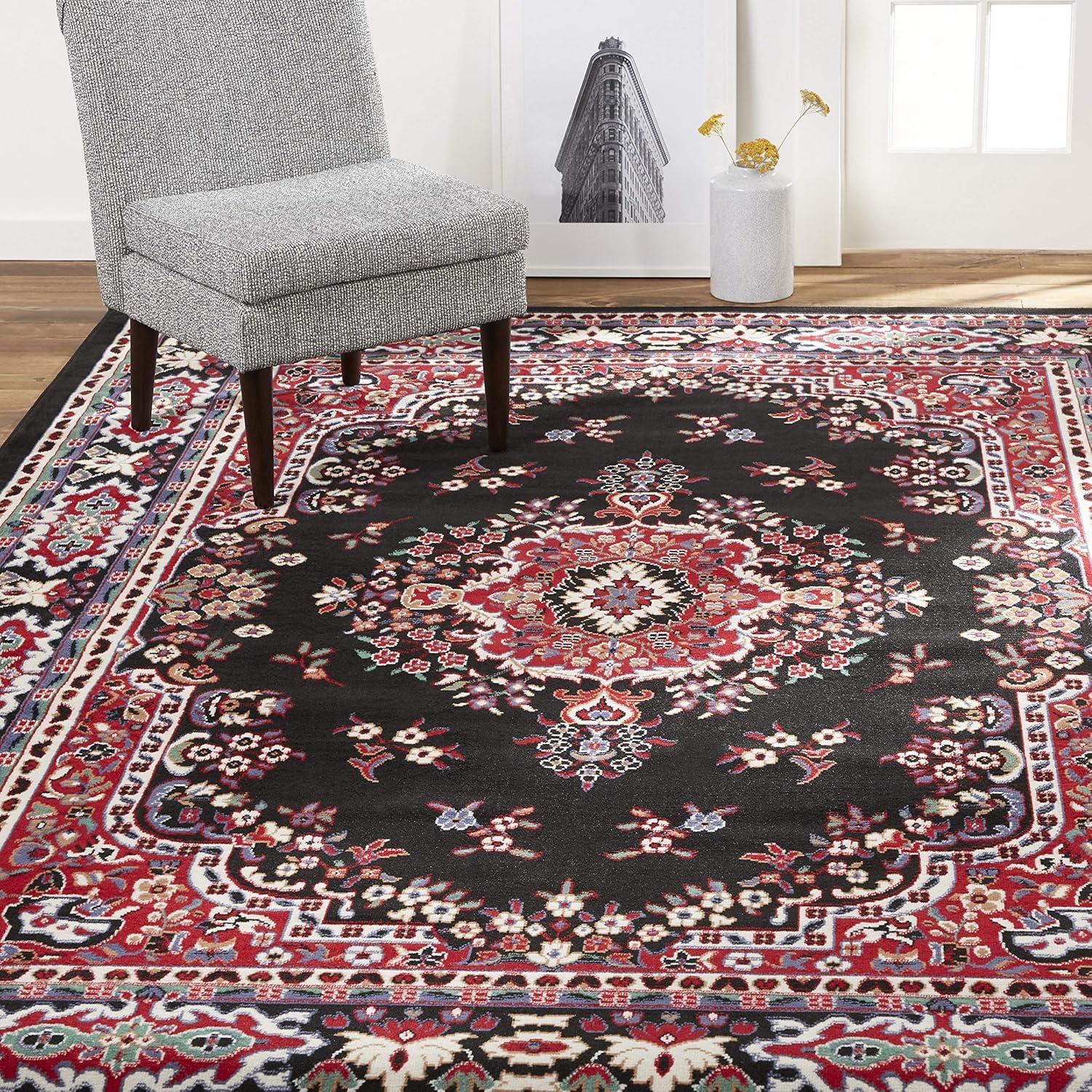 Home Dynamix Premium Sakarya Traditional Medallion Area Rug, Black/Red, 5'2"x7'4"