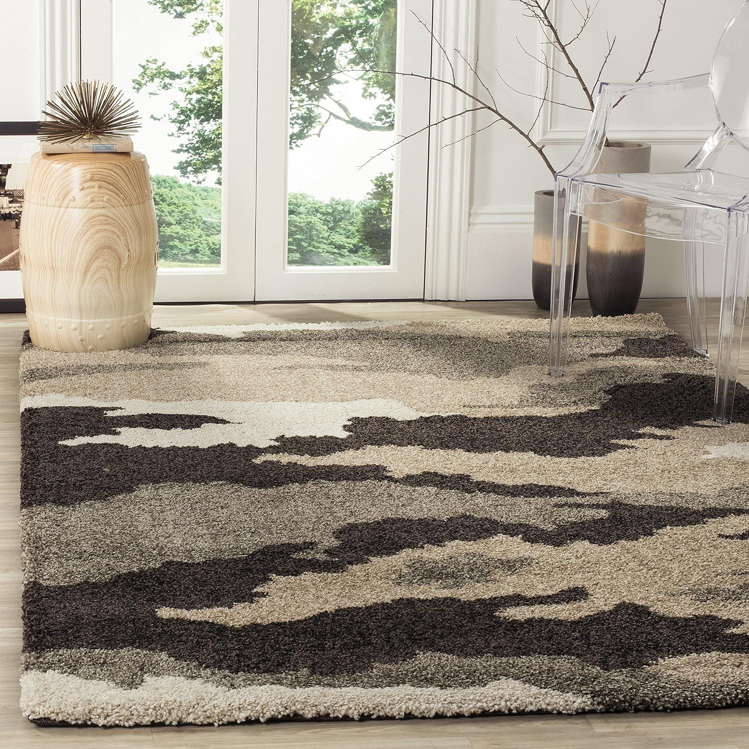 Ivory Elegance 47" Square Shag Area Rug, Synthetic Easy Care