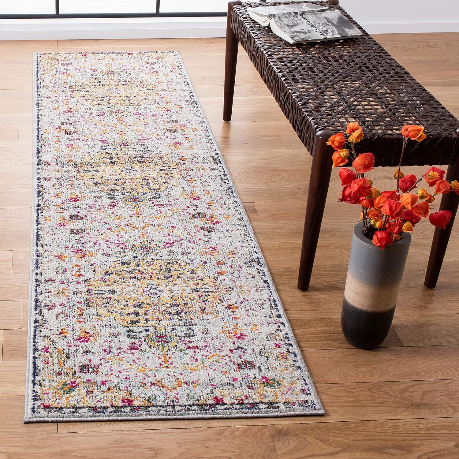 Madison MAD447 Power Loomed Indoor Runner Rug - Grey/Gold - 2'2"x12' - Safavieh