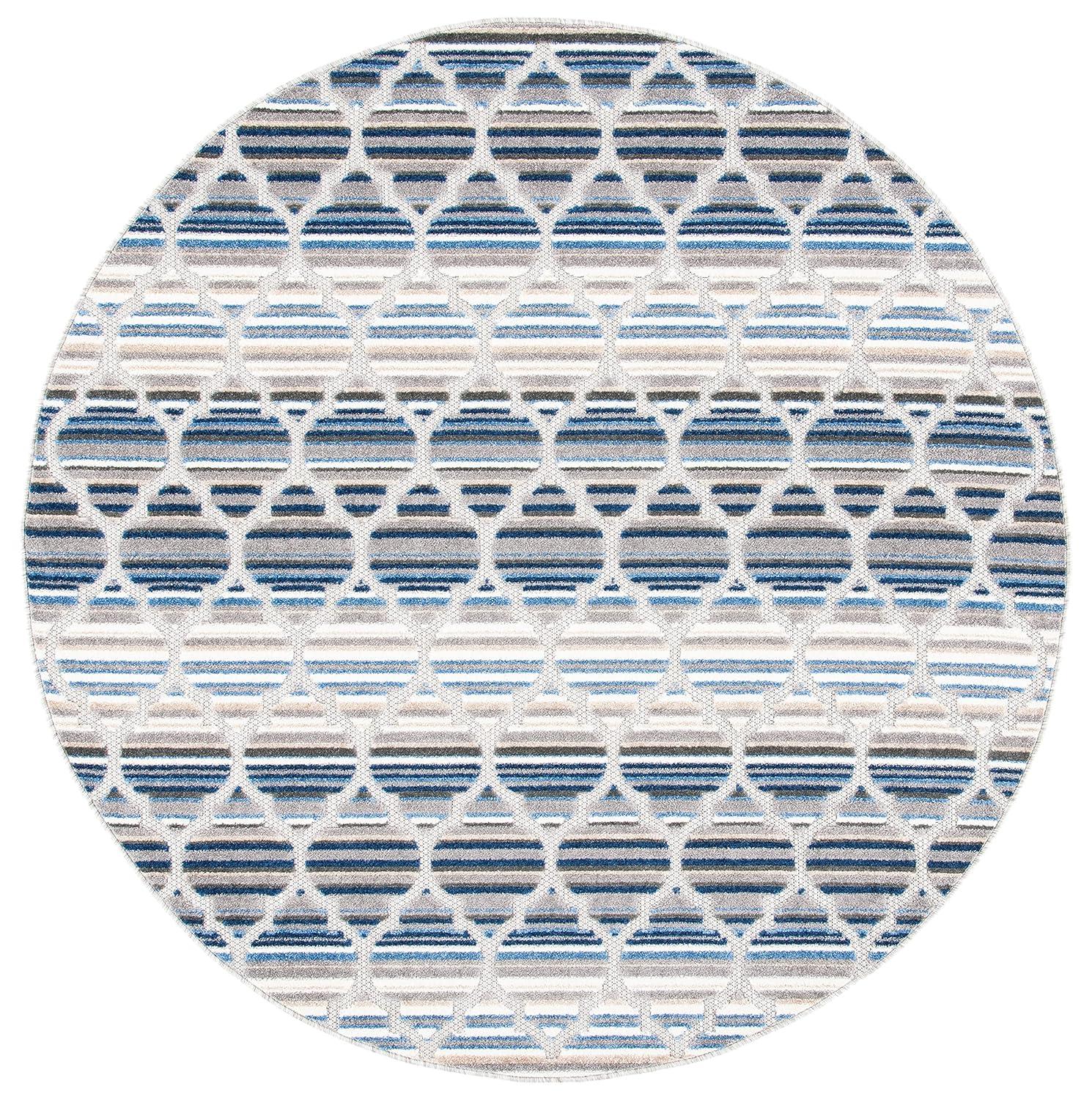 Cabana CBN333 Loomed Indoor Area Rug - Blue/Grey - 6'7"x6'7" Round - Safavieh