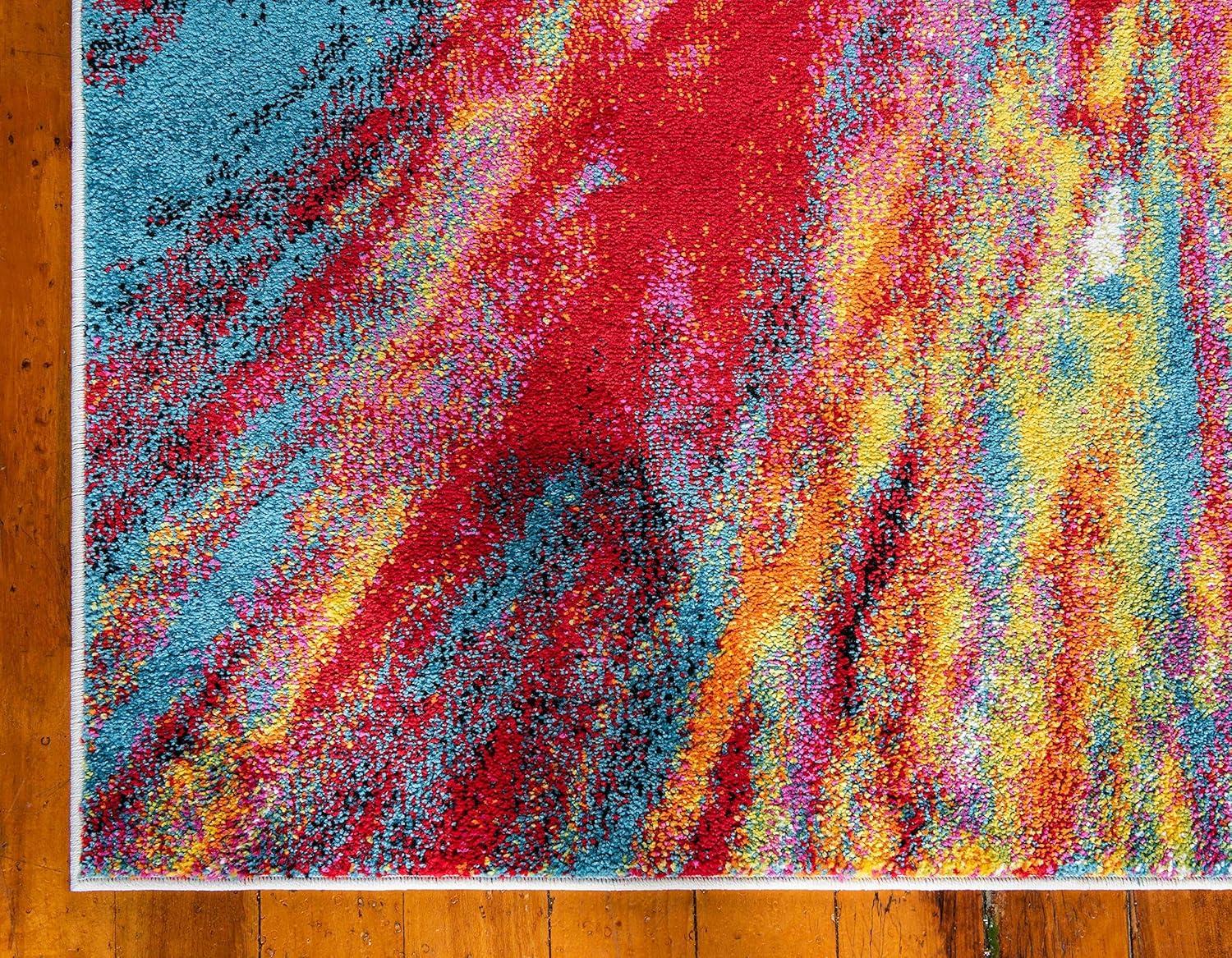 Unique Loom Lyon Collection Area Rug - Ruby (9' x 12' 2" Rectangle Multi/Blue)