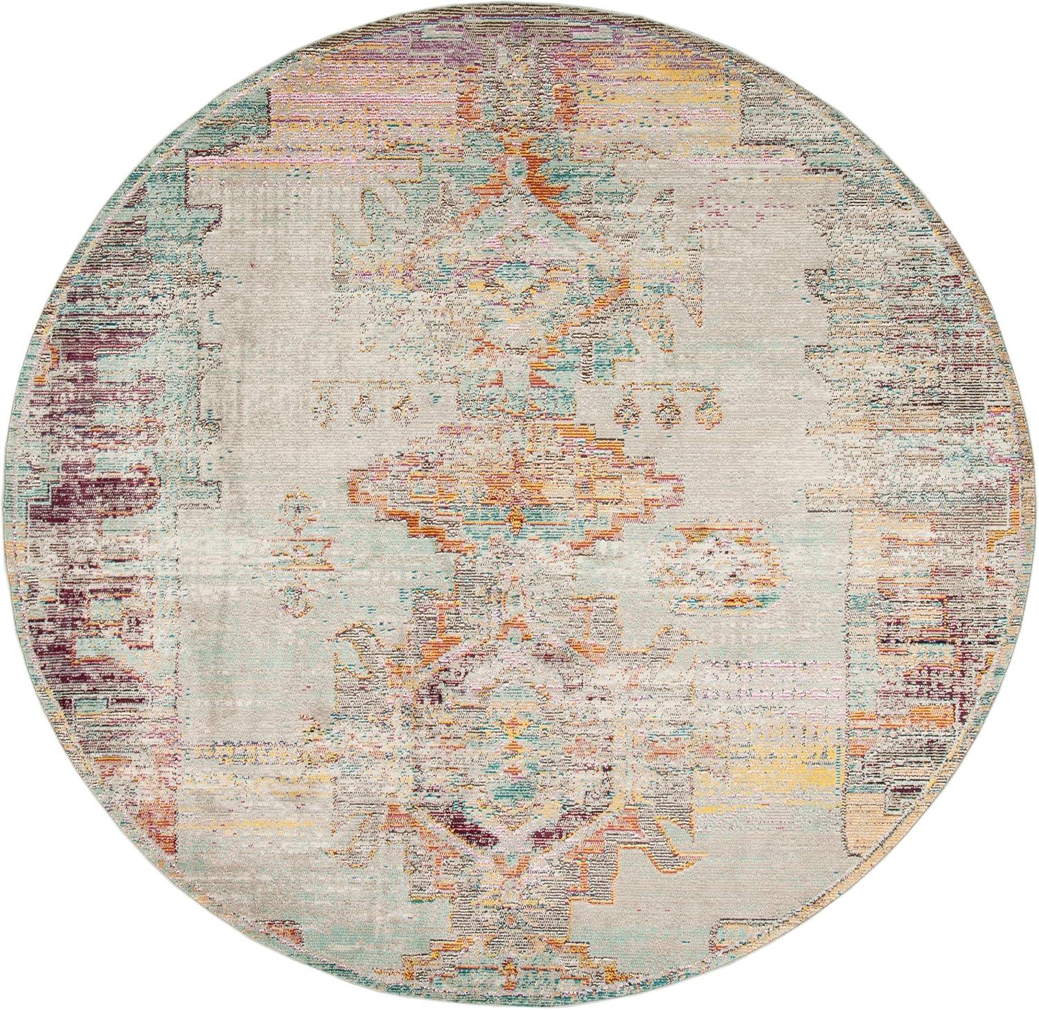 Crystal CRS517 Power Loomed Area Rug - Light Grey/Purple - 5' round - Safavieh.