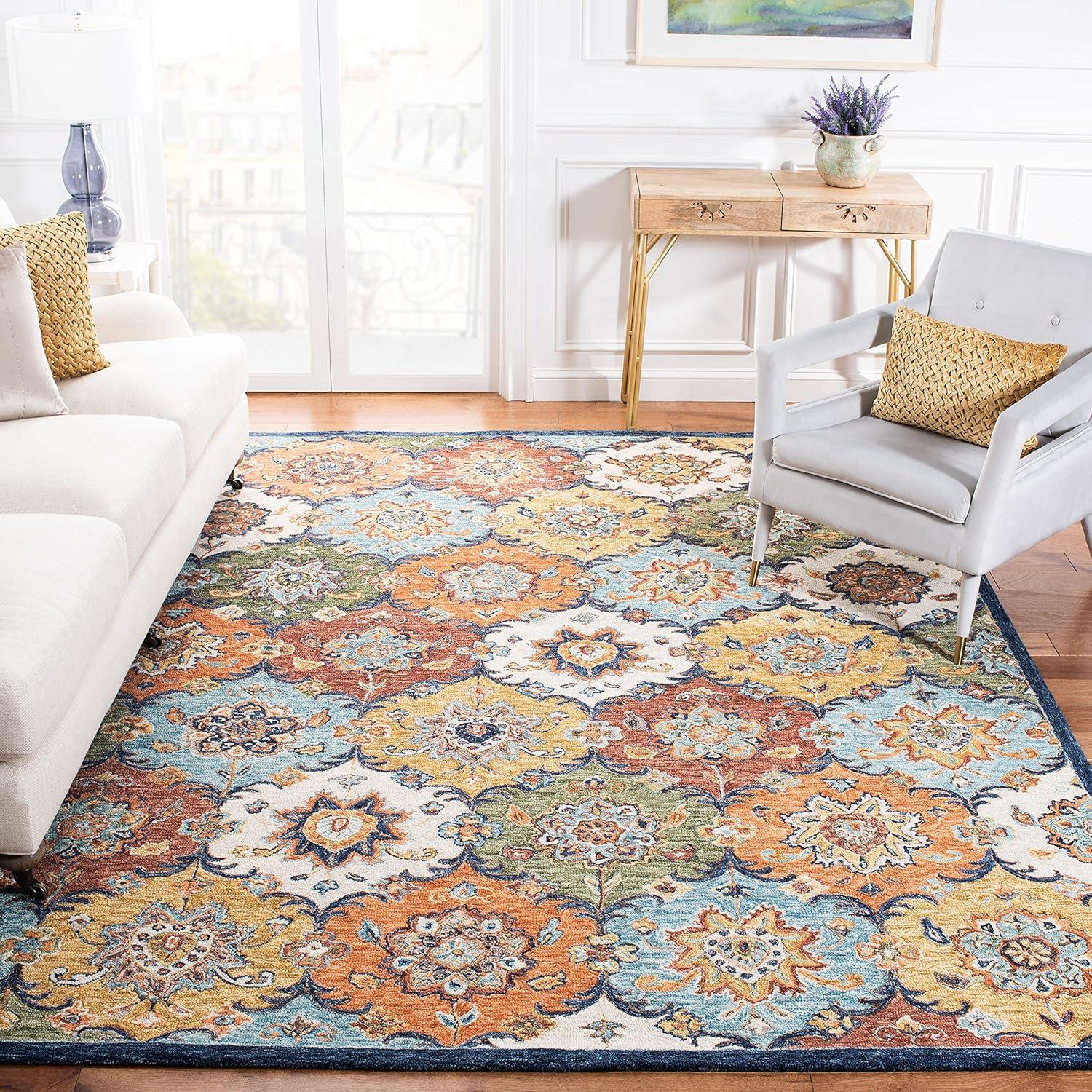 Heritage HG351 Hand Tufted Area Rug - Blue/Rust - 6'x6' - Safavieh.