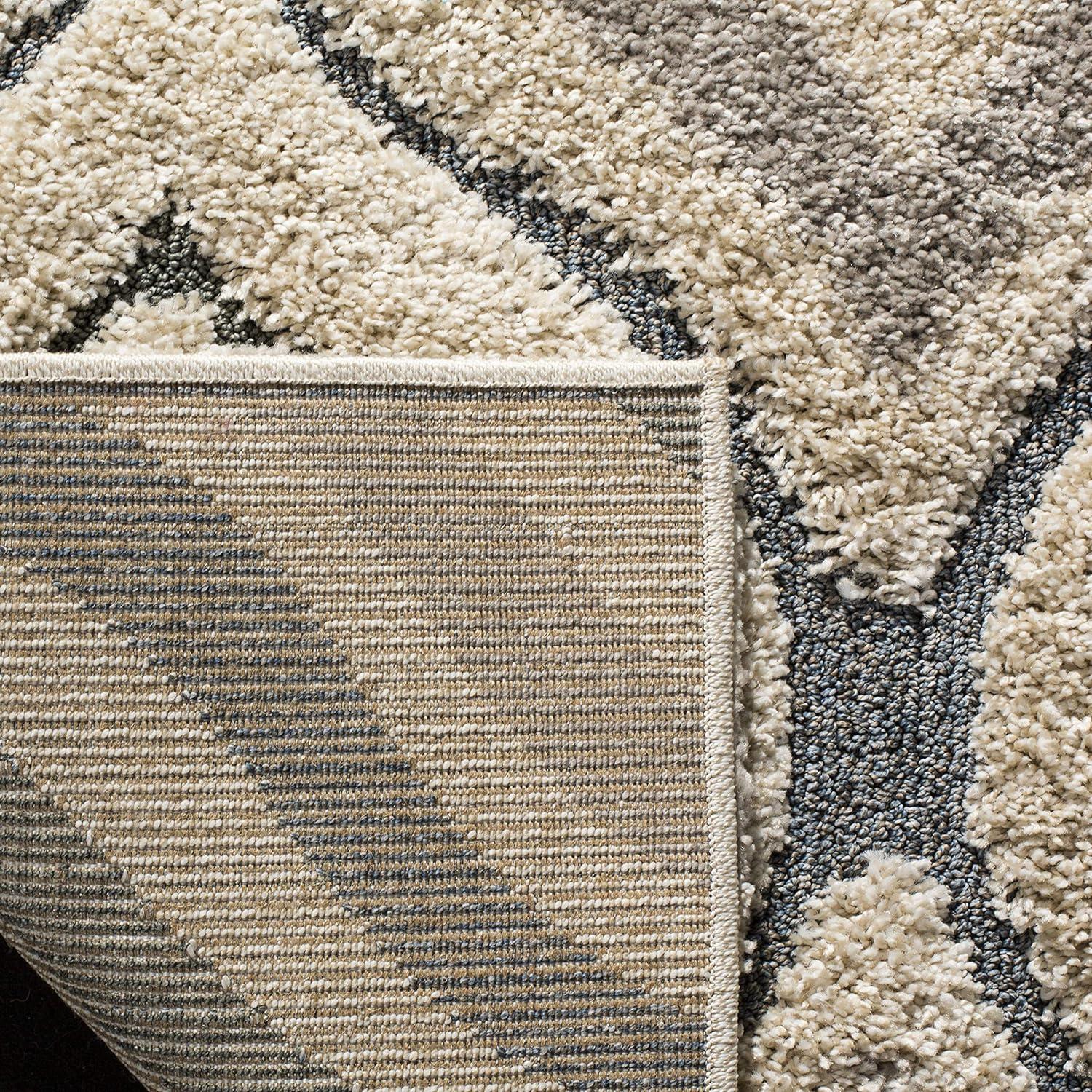 Florida Shag SG461 Power Loomed Indoor Accent Rug - Cream/Light Blue - 4'x4' Square - Safavieh