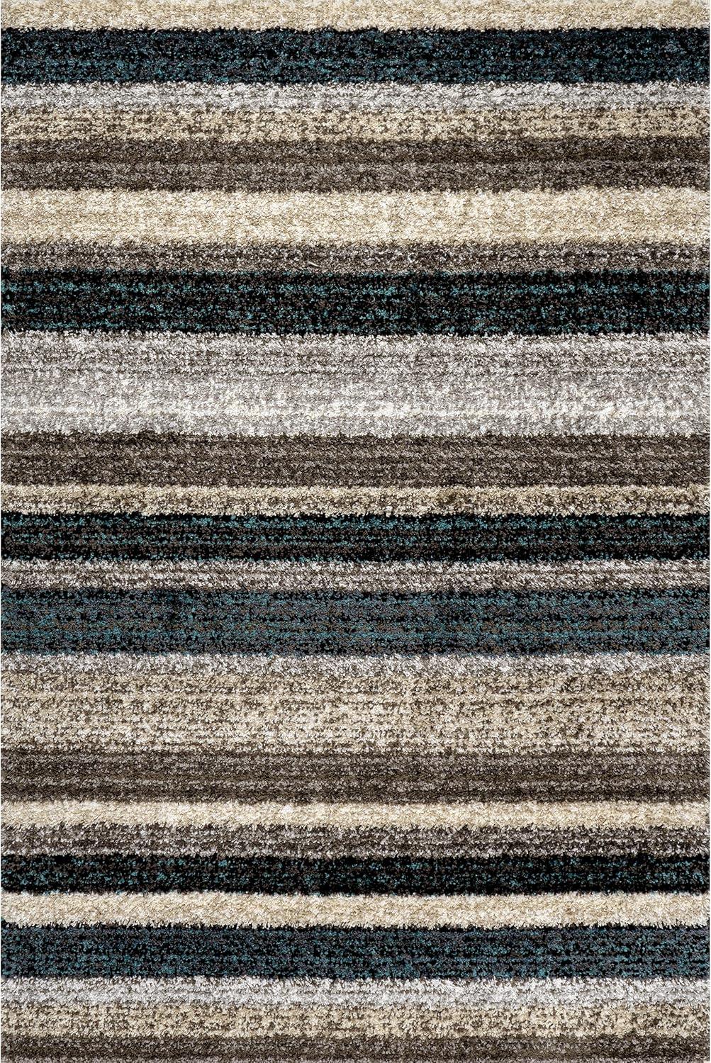 Striped Shaggy Woven Rug - nuLoom