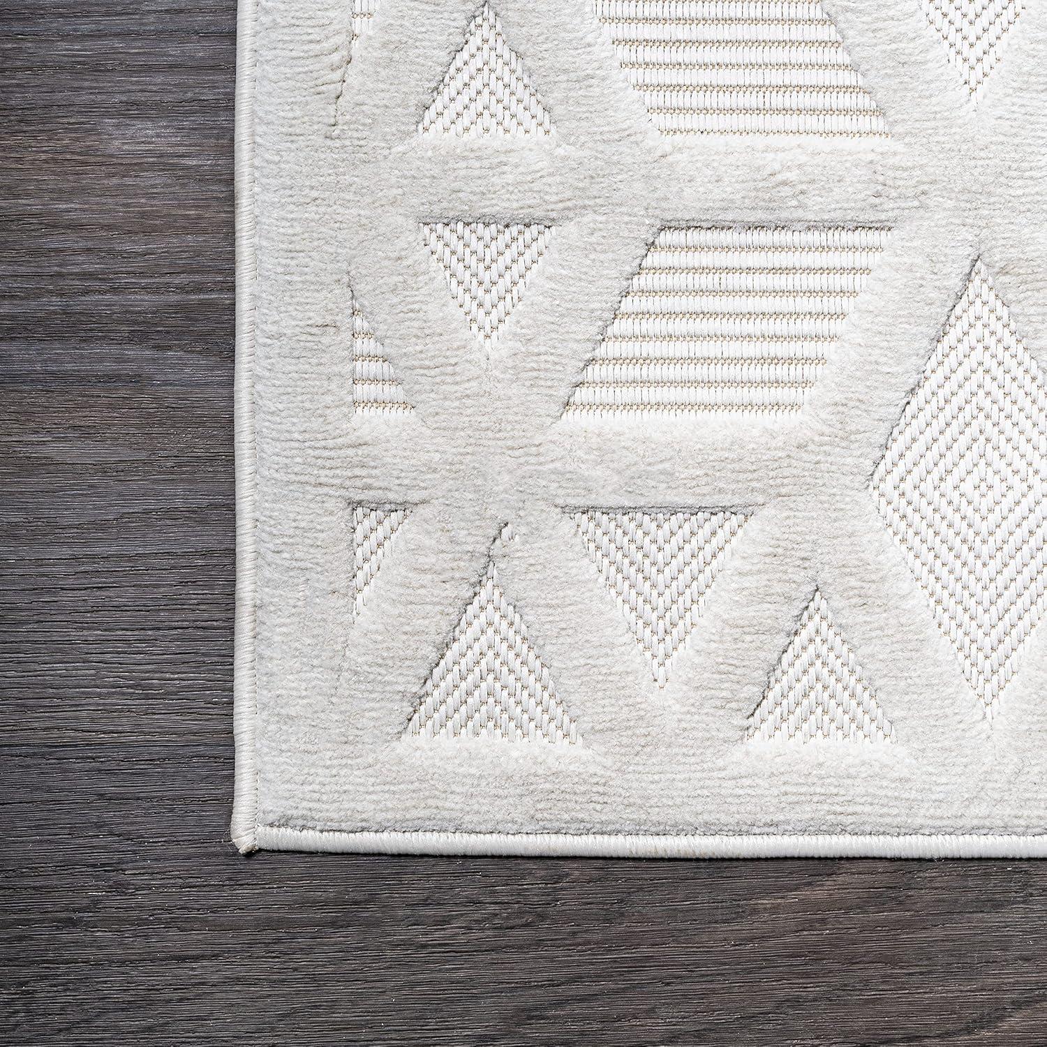 3'x5' Talaia Neutral Geometric Indoor/Outdoor Area Rug, Ivory - JONATHAN Y