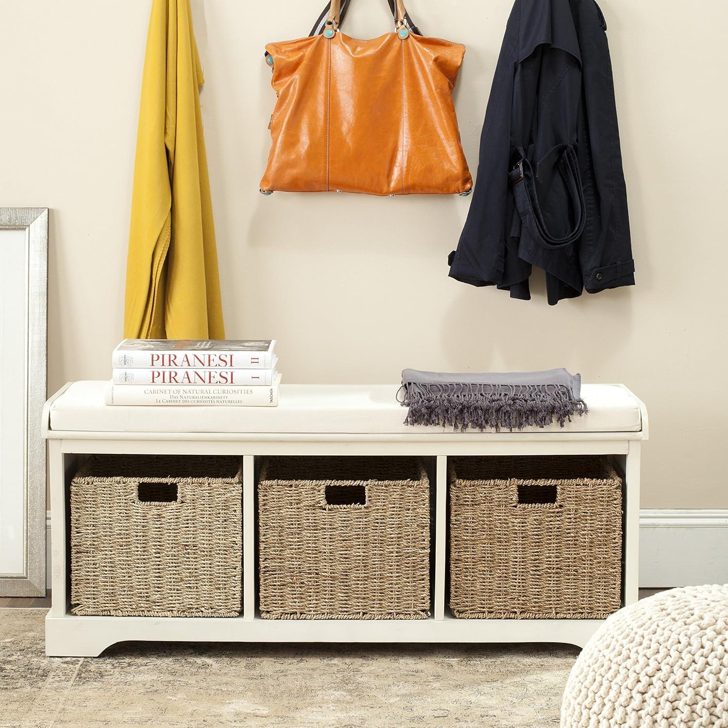 Lonan Wicker Storage Bench  - Safavieh