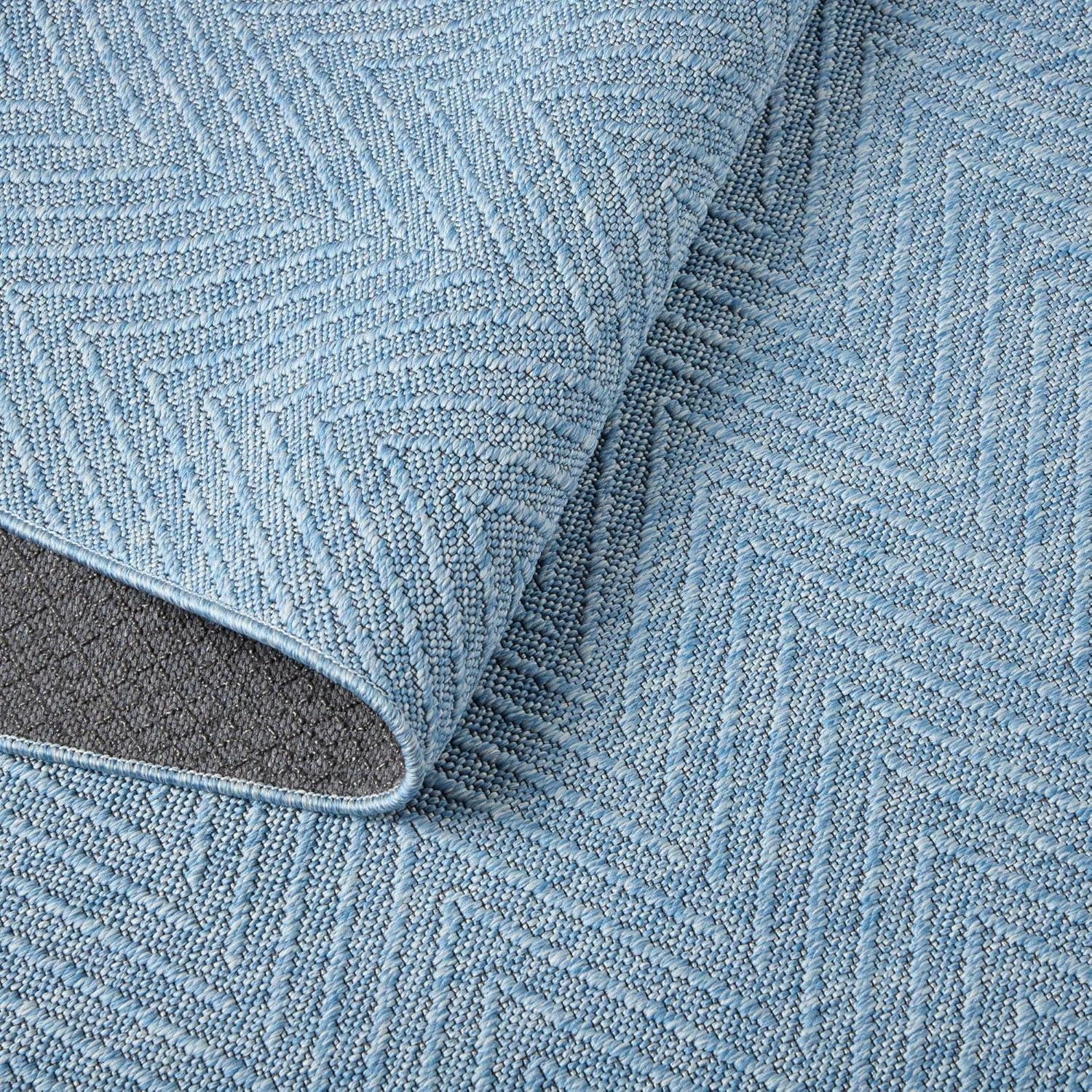 TOWN & COUNTRY BASICS Pax Herringbone Textured Solid Machine Washable Area Rug Blue