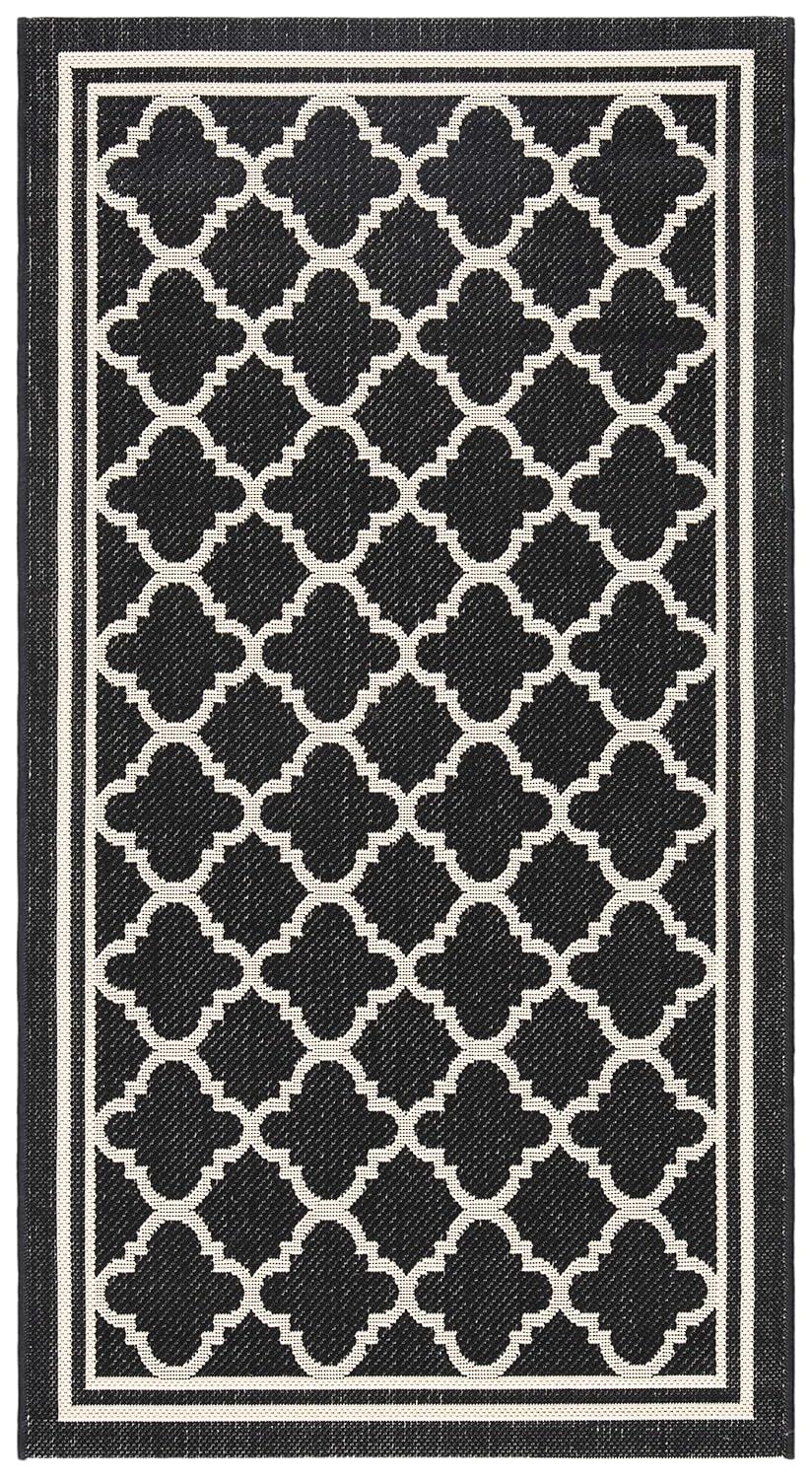 Courtyard CY6918 Power Loomed Indoor/Outdoor Accent Rug - Black/Beige - 2'7"x5' - Safavieh.