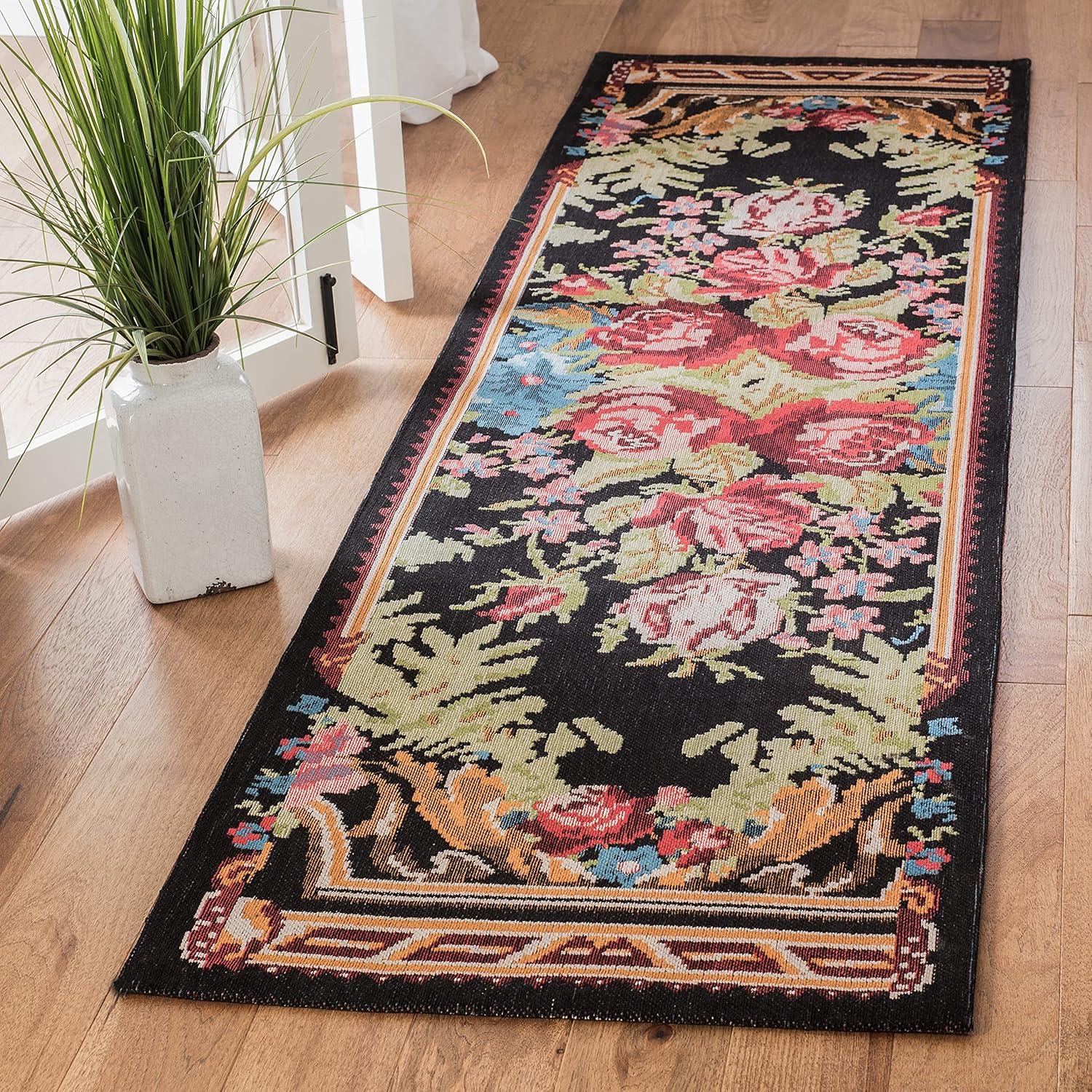Classic Vintage CLV301 Power Loomed Runner Rug - Black/Multi - 2'3"x12' - Safavieh.