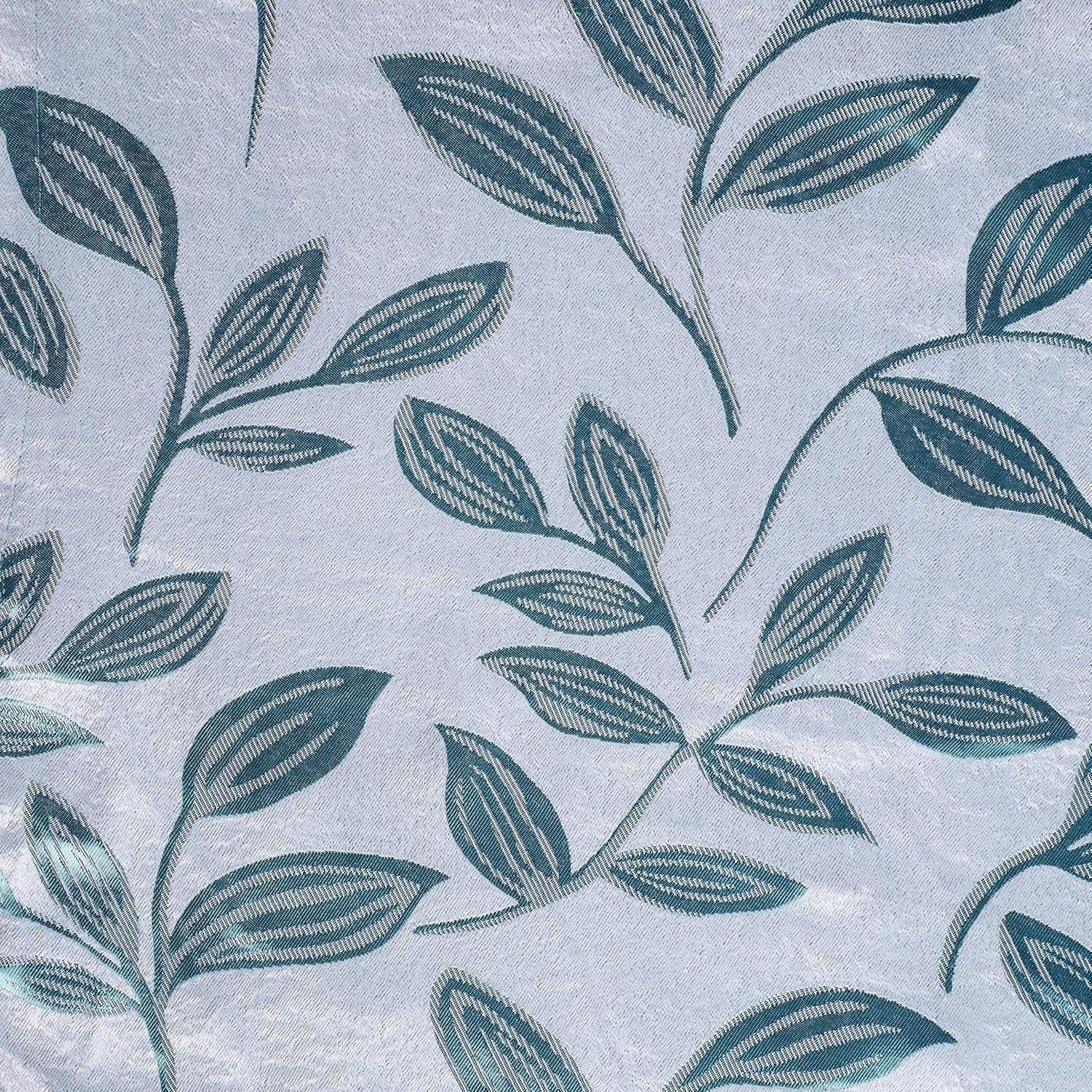 Teal Leaf Pattern Blackout Polyester Window Panels, 42" x 63"