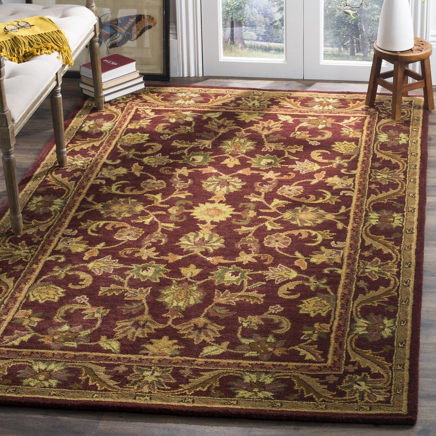 Antiquity AT52 Hand Tufted Indoor Area Rug - Wine/Gold - 6'x6' - Safavieh