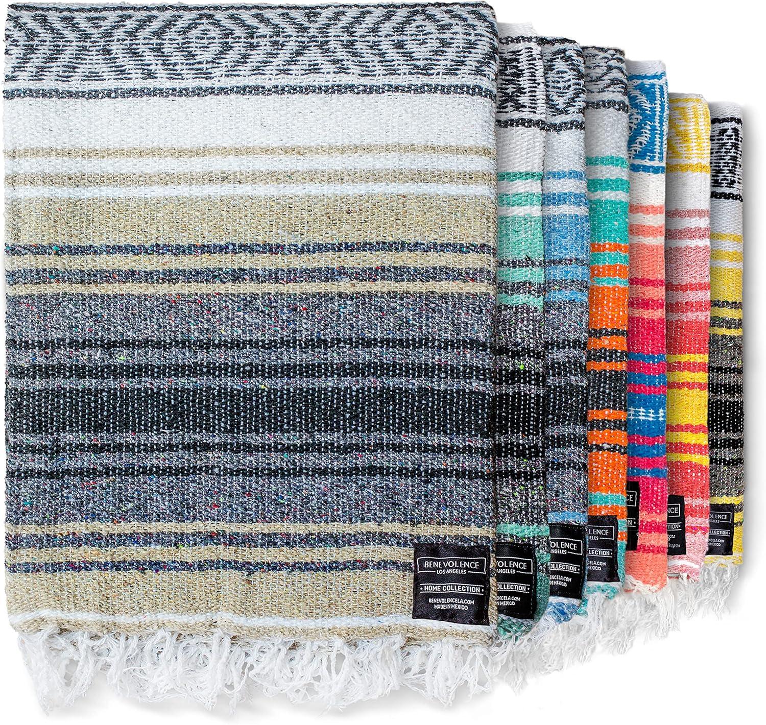 Benevolence LA Authentic Mexican Blanket (70 x 50 in) In Sand