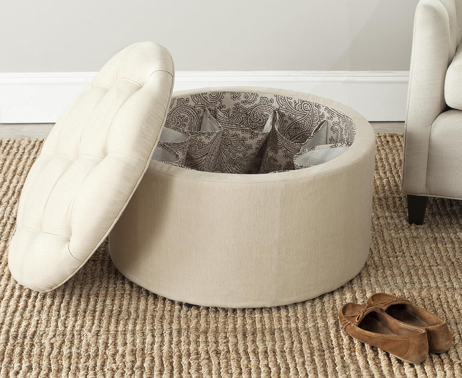 Tanisha Shoe Storage Ottoman - Off White - Safavieh