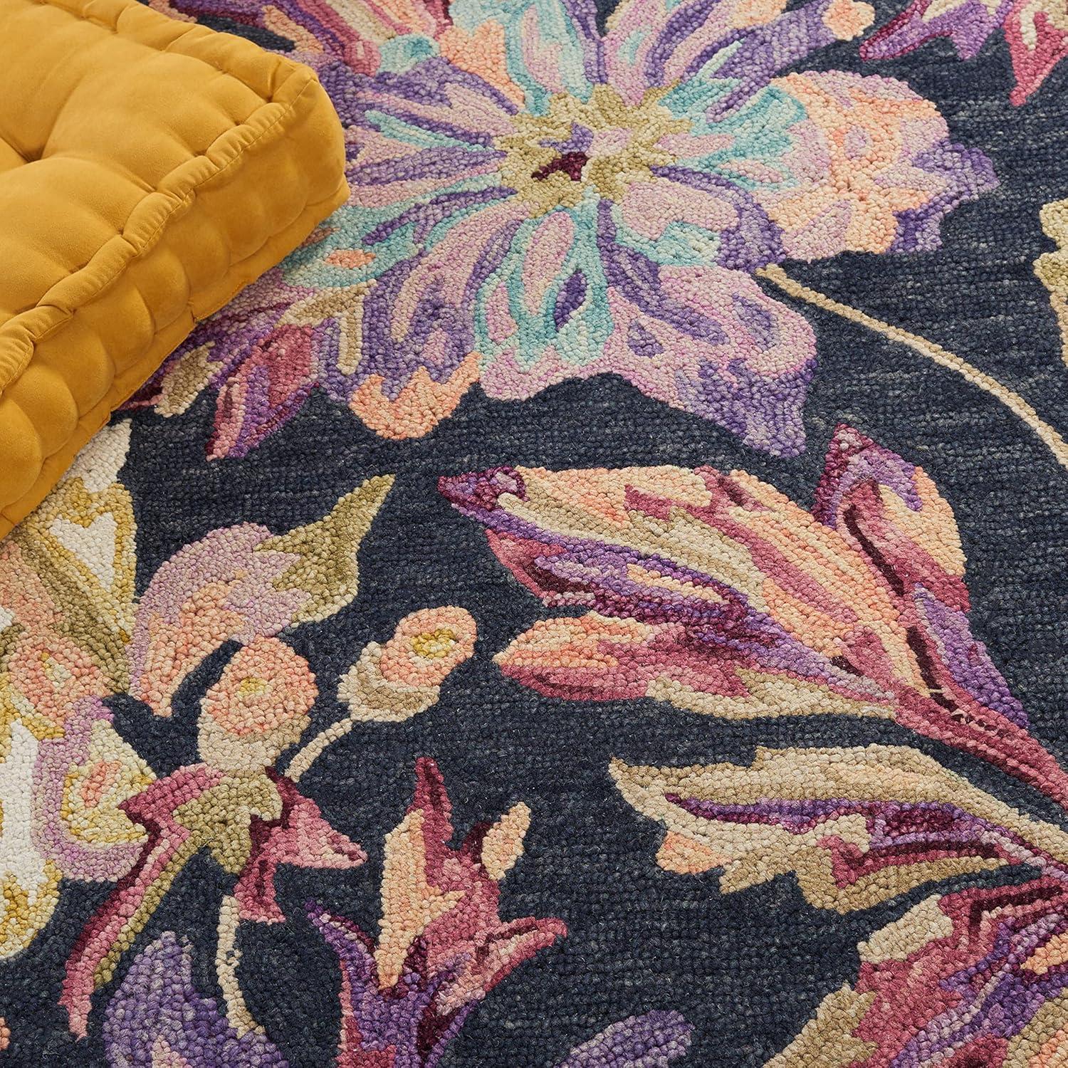 SAFAVIEH Blossom Fisher Floral Area Rug, Charcoal/Plum, 5' x 8'