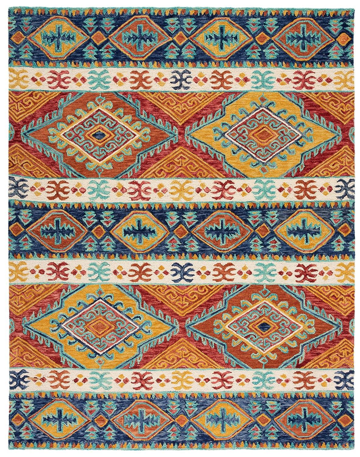 Aspen APN502 Hand Tufted Indoor Area Rug - Navy/Ivory - 9'x12' - Safavieh