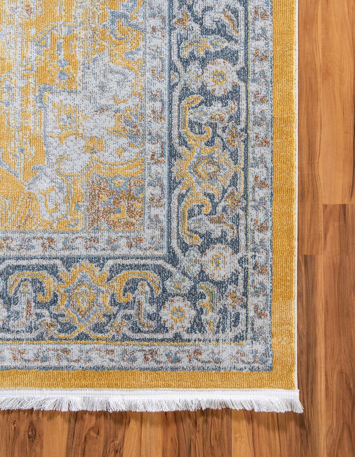 Unique Loom Baracoa Collection Area Rug - Prado (4' 3" x 6' 1" Rectangle Yellow/Ivory)