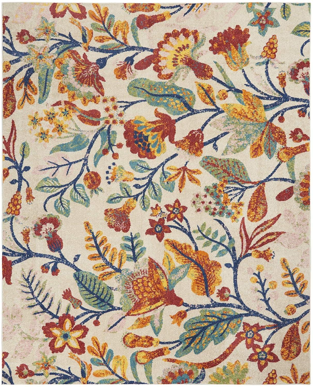 Nourison Allur Botanical Indoor Area Rug Ivory Multicolor 9' x 12'