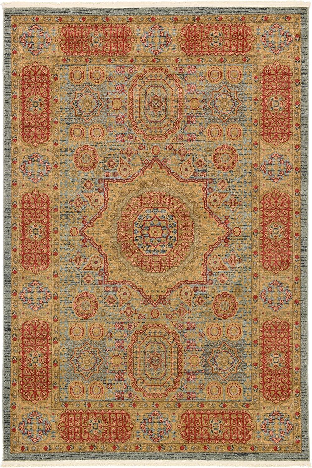 Unique Loom Palace Collection Area Rug - Amber (6' 1" x 9' Rectangle Light Blue/Light Brown)