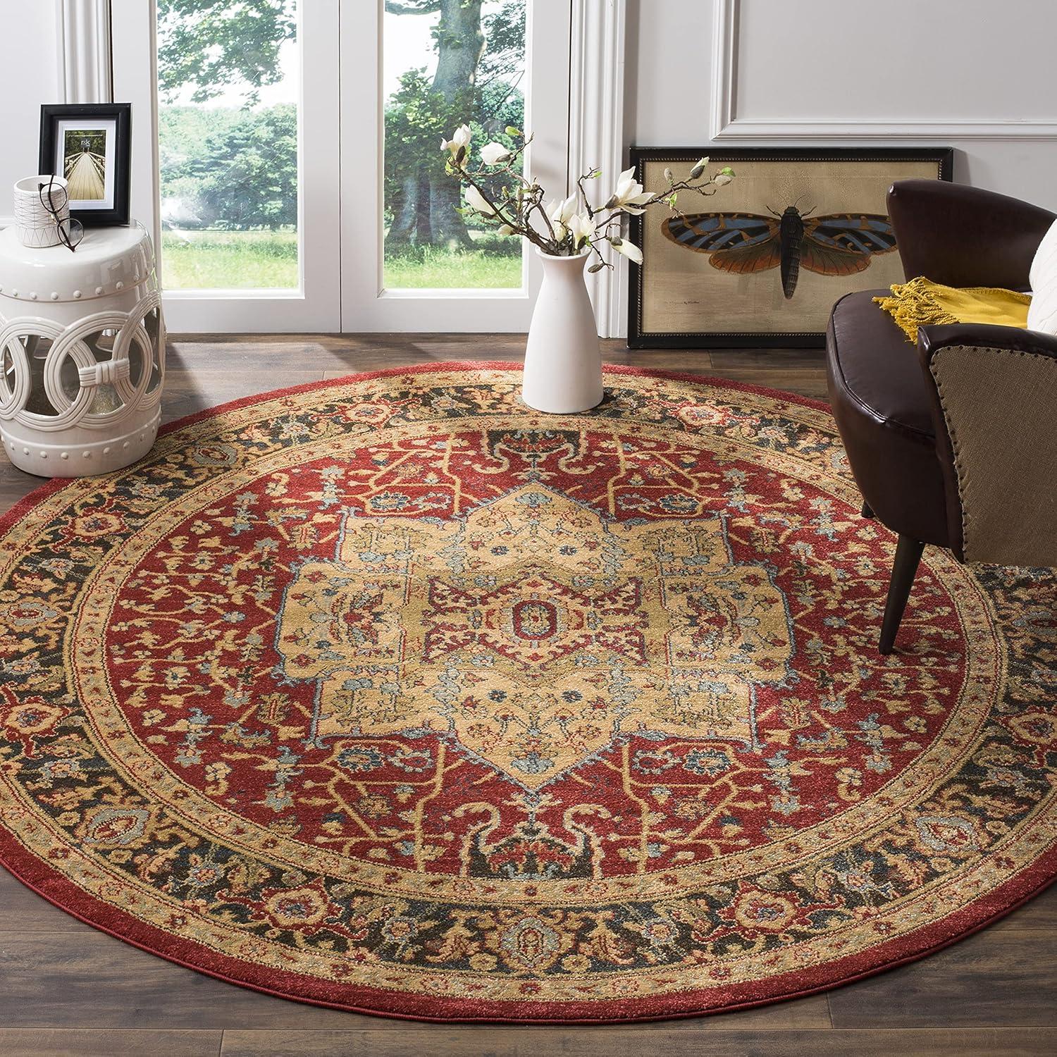 Mahal MAH625 Power Loomed Indoor Area Rug - Natural/Navy - 6'7"x9'2" - Safavieh.