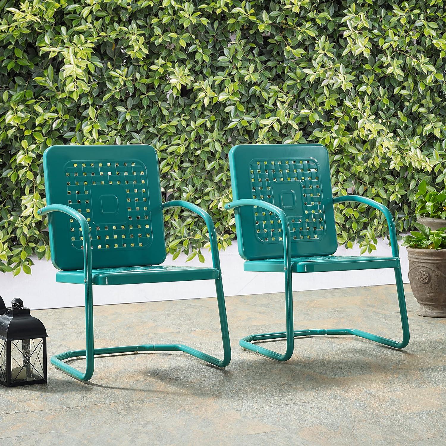 Vintage Turquoise Retro Metal Outdoor Armchair Set