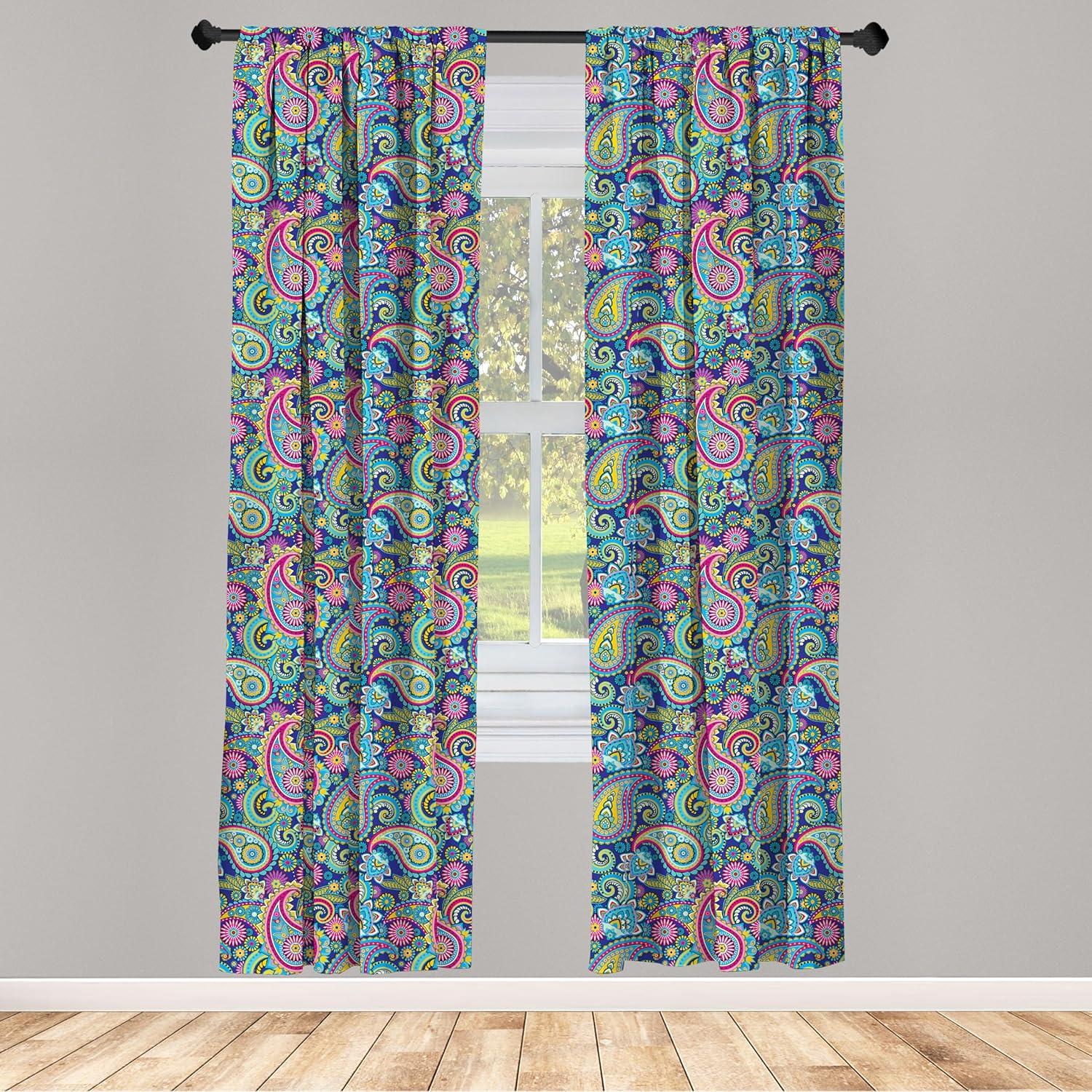 Paisley Semi-Sheer Rod Pocket Curtain Panels (Set of 2)