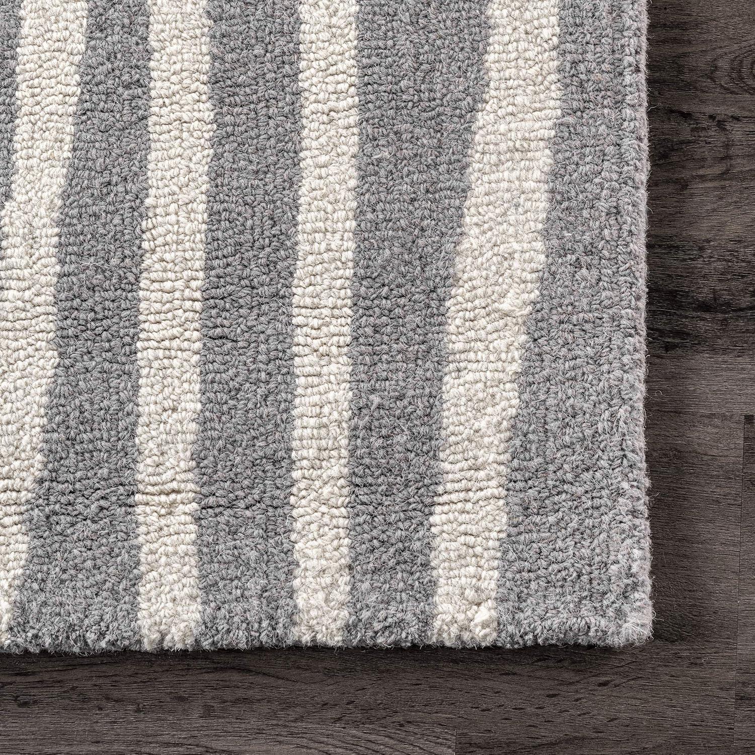 Nuloom Lemuel Geometric 3x5 Wool Accent Indoor Area Rug for Living Room Bedroom Dining Room Entryway Kitchen, Grey/Ivory