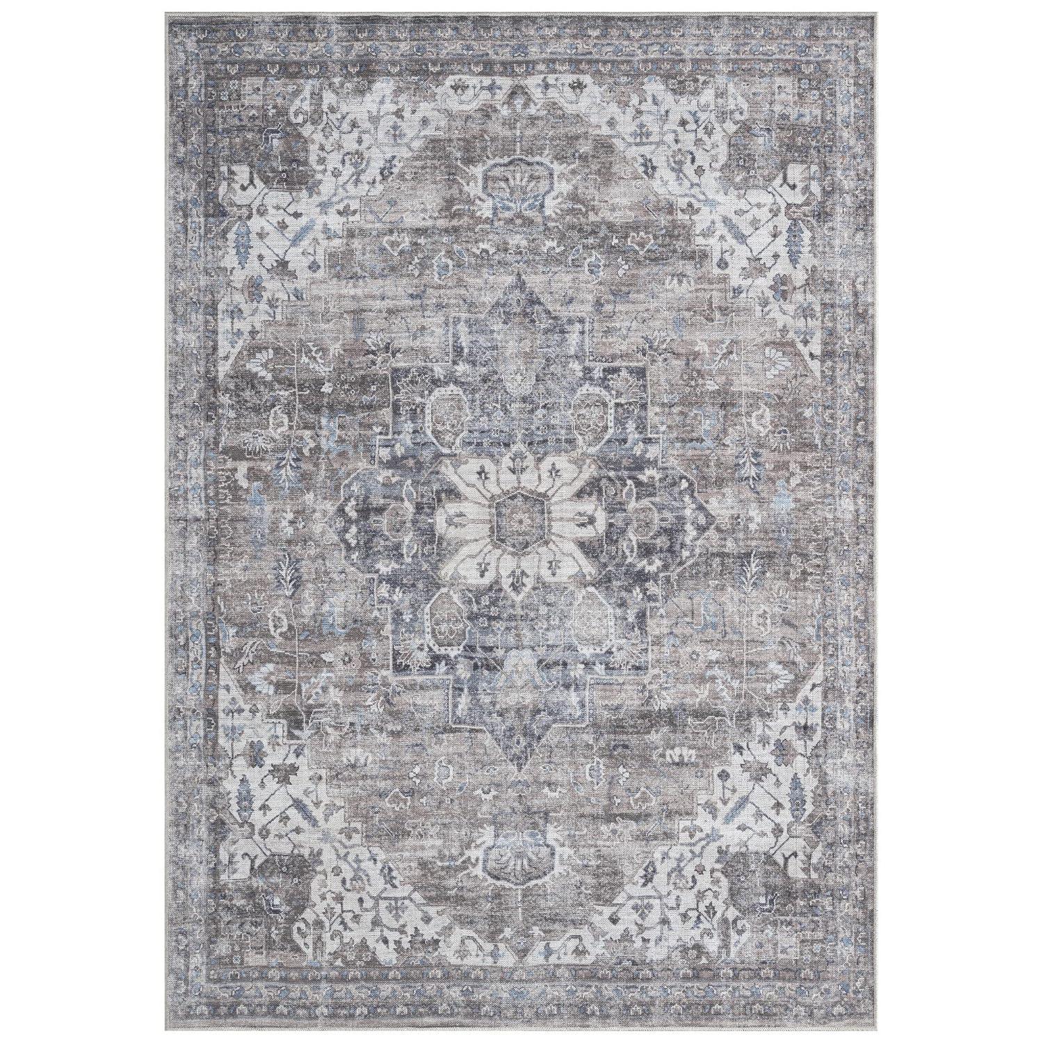 Everwash™ Callaghan Esther Bohemian Medallion Machine Washable Area Rug, Grey, 5'2"x7'2"