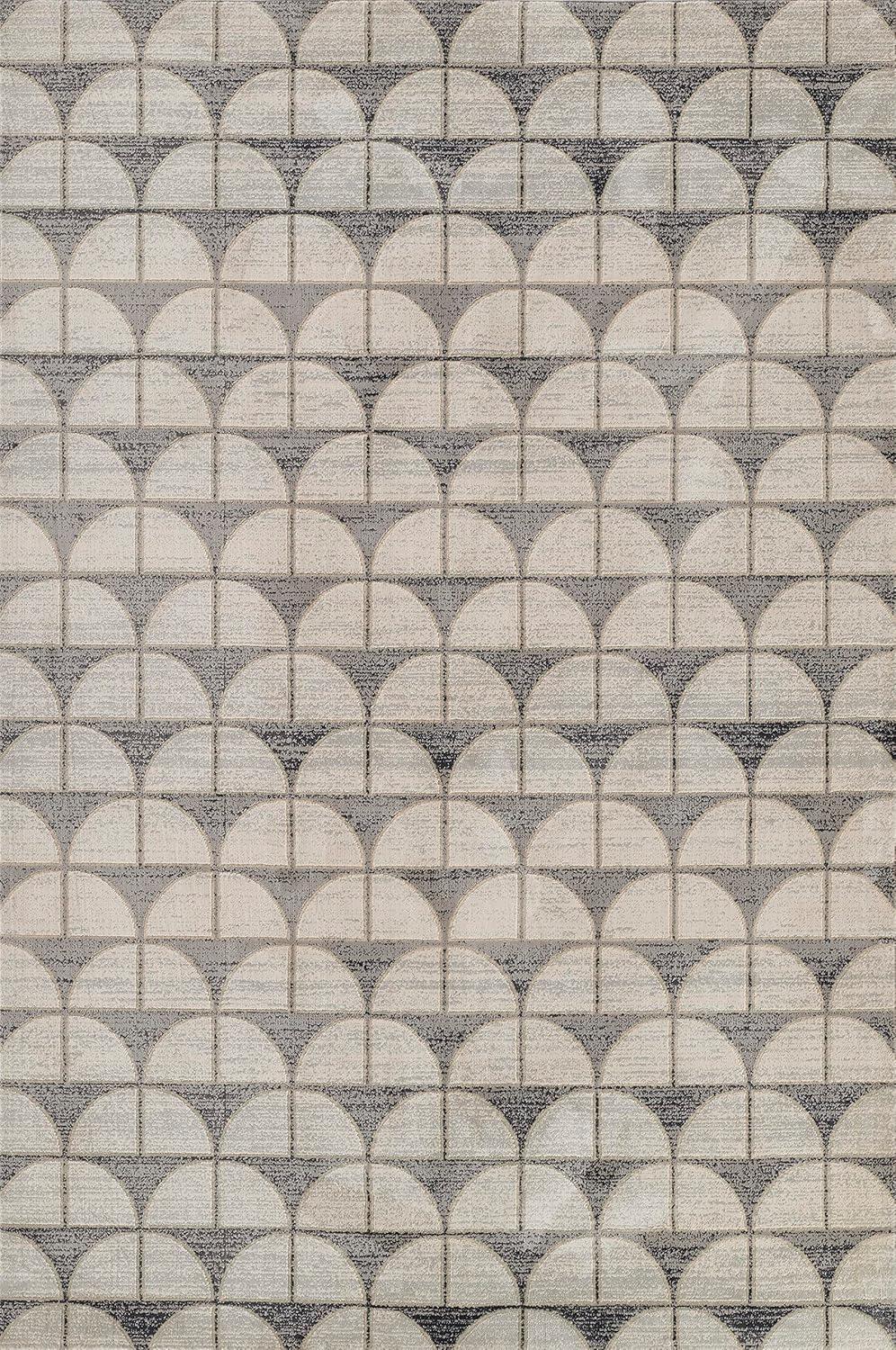 Momeni 5'1"x7'7" Edition Geometric Machine Loomed Area Rug Charcoal Gray: Indoor Low Pile Polyester Rectangle Rug