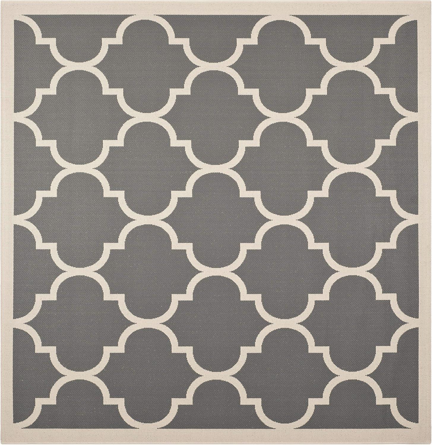 Safavieh Courtyard Alyssa Geometric Indoor/Outdoor Area Rug, 4' x 4' Square, Anthracite/Beige