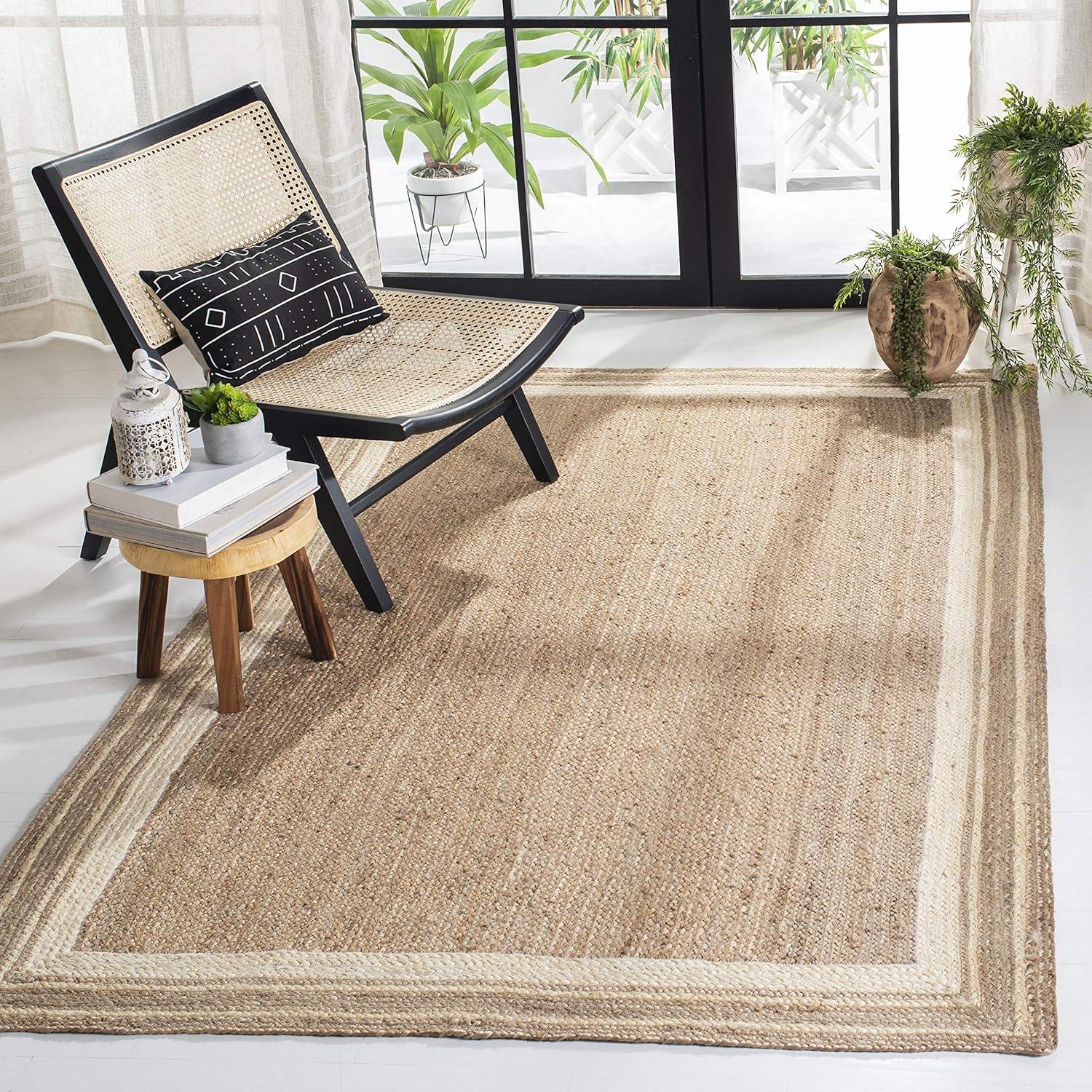 Ivory and Natural Jute Handmade 9' x 12' Area Rug