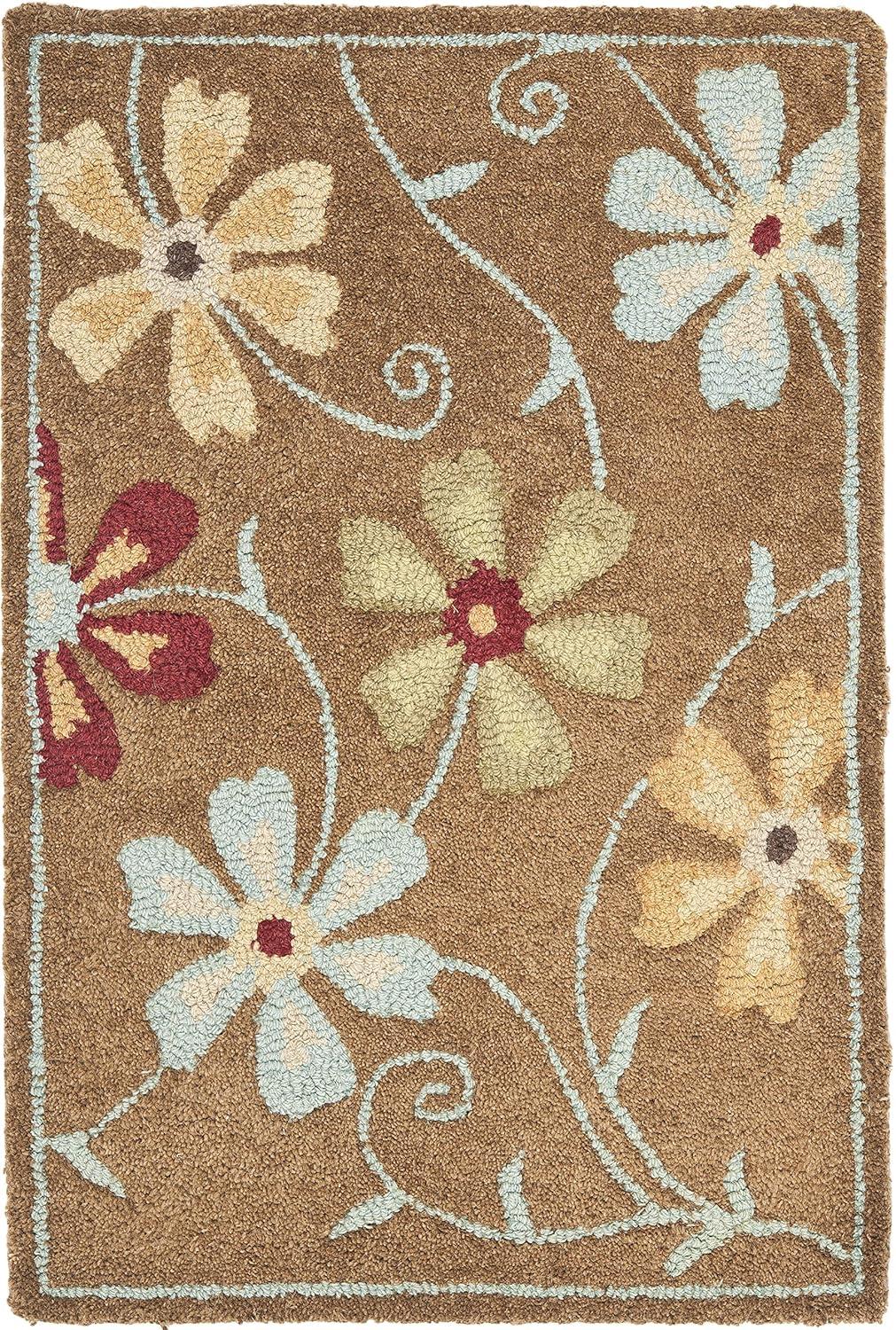 Blossom BLM784 Hand Hooked Accent Rug - Camel/Multi - 2'x3' - Safavieh.