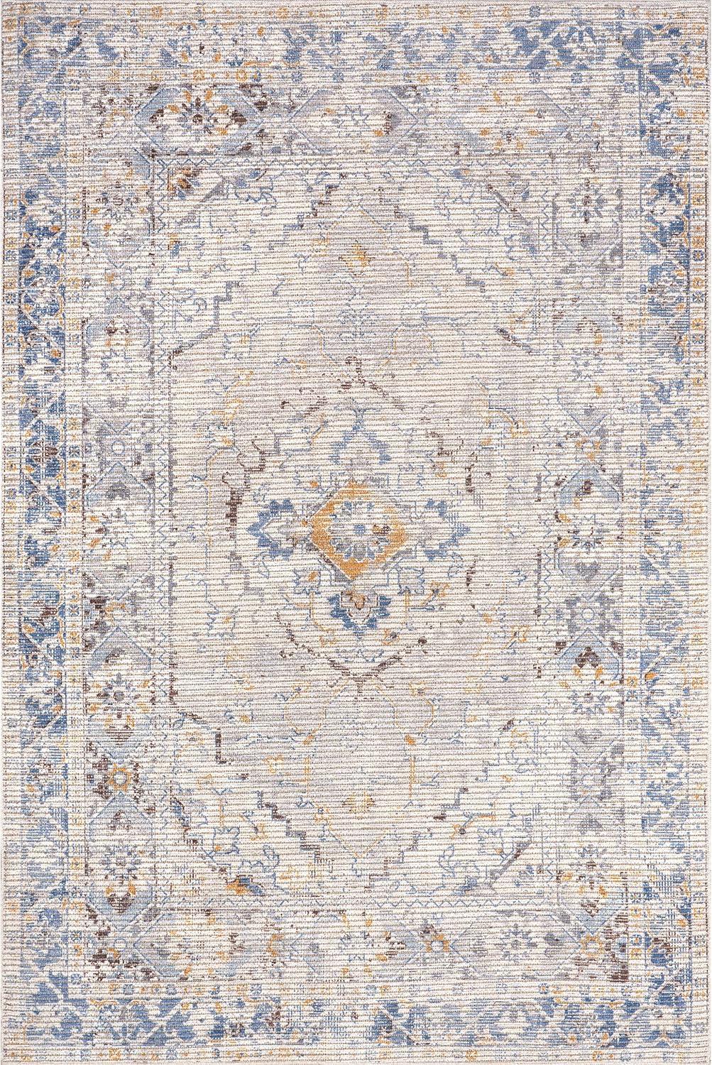 Nuloom Vintage Medallion Pet Friendly Machine Washable Area Rug, 5' 3" x 8', Light Grey
