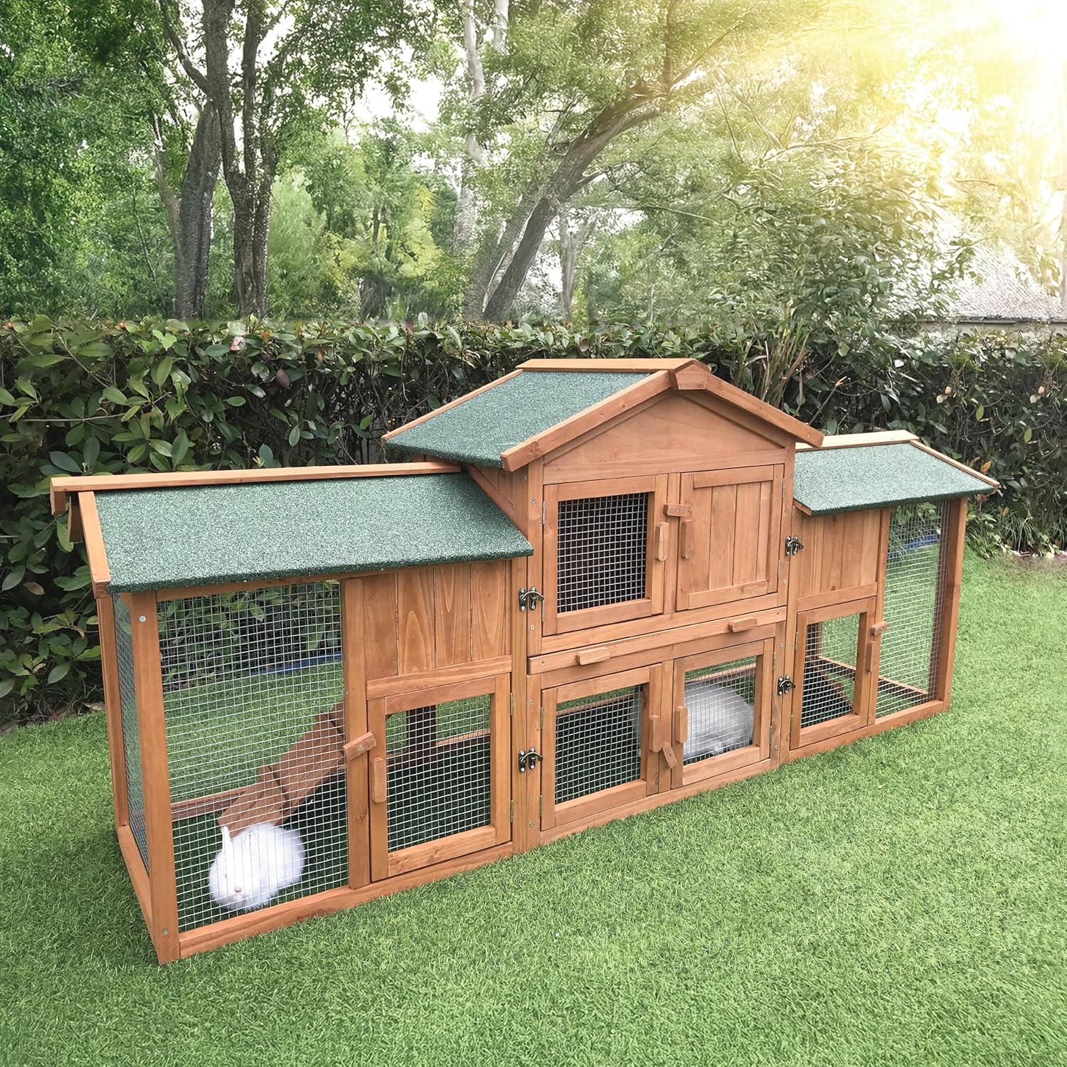 Hanover Outdoor Wooden Bird Cage with 3 Resting Bars, Ladder, Waterproof Roof and Removable Tray, 2.9 Ft. x 2.1 Ft. x 5.8 Ft.